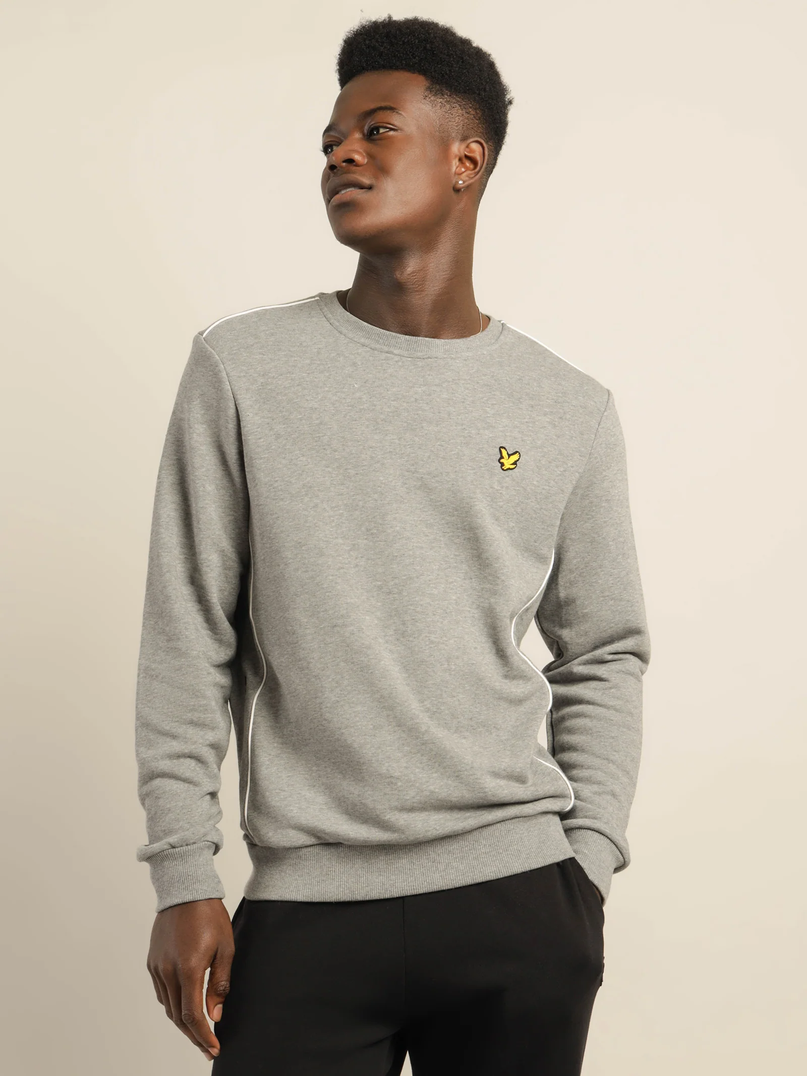 Contrast Piping Crew Neck Sweater - Image 3