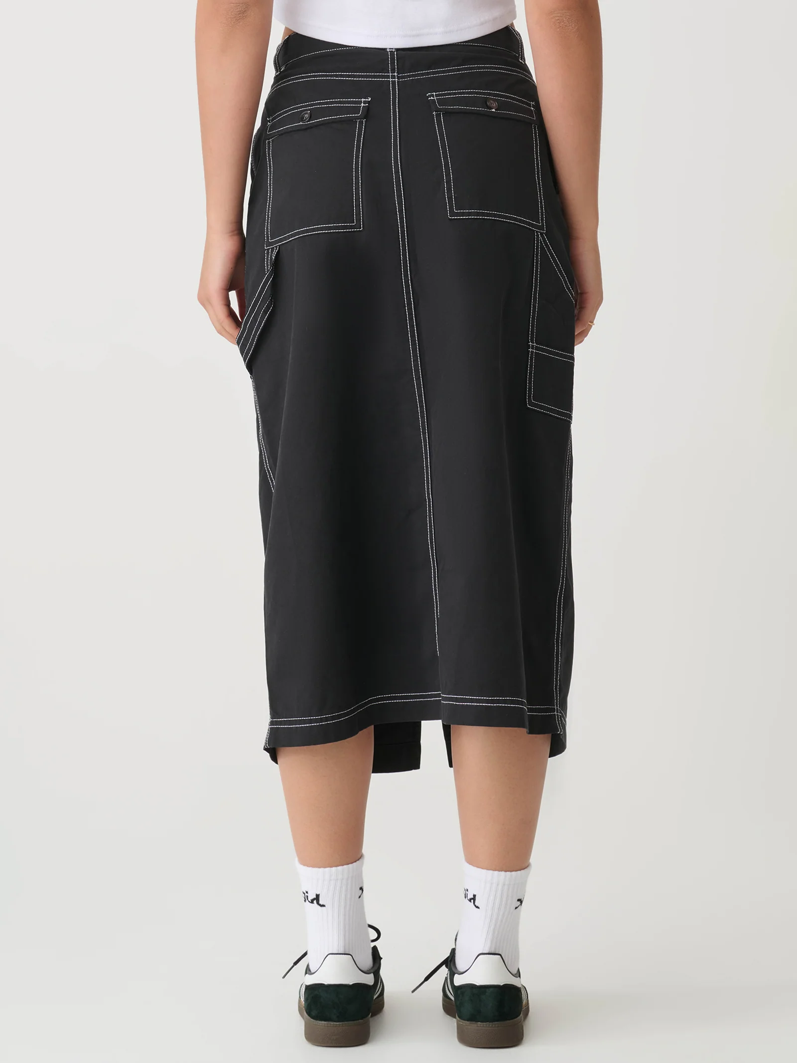 Contrast Stitch Carpenter Midi Skirt - Image 2