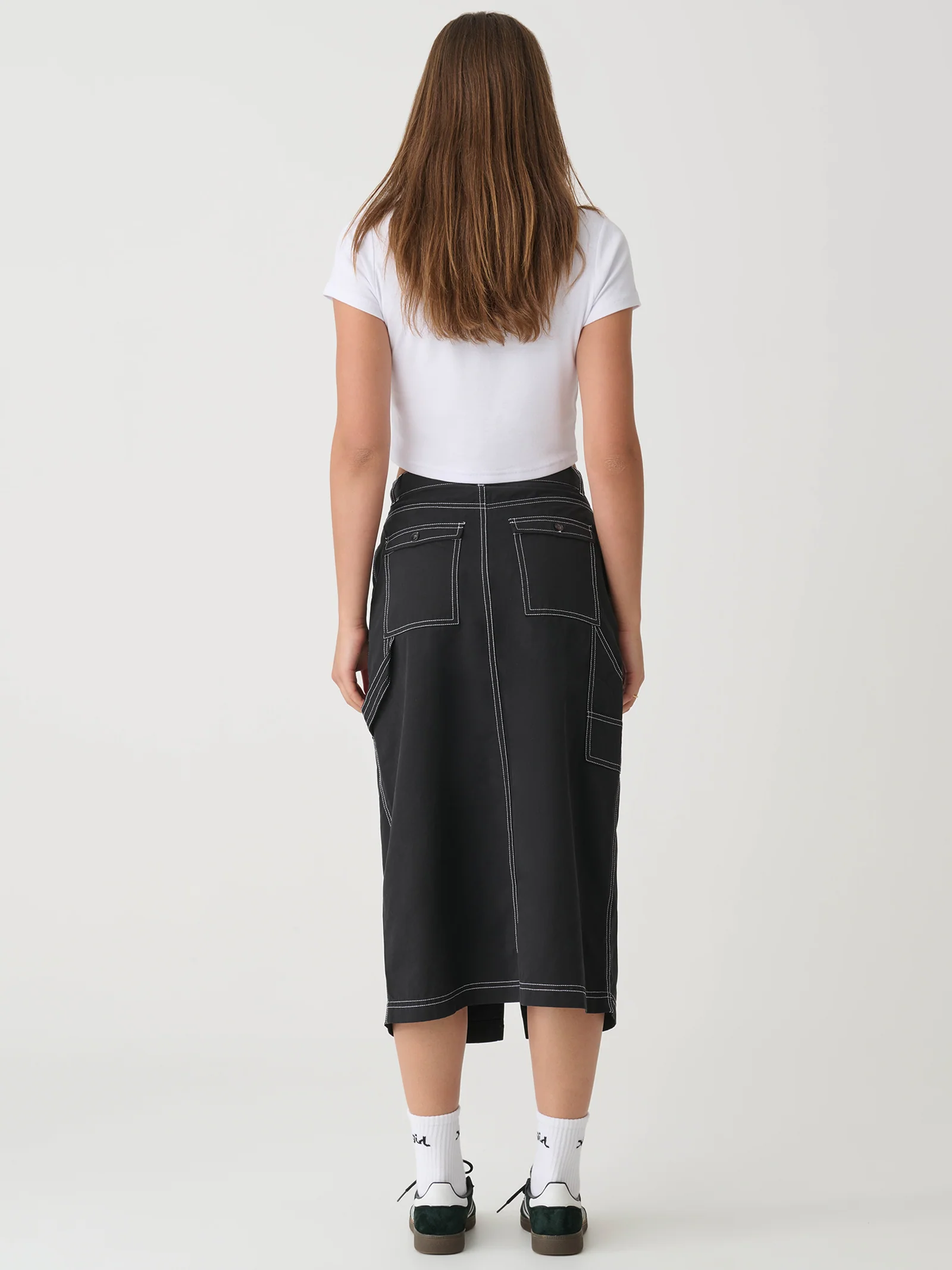 Contrast Stitch Carpenter Midi Skirt - Image 4