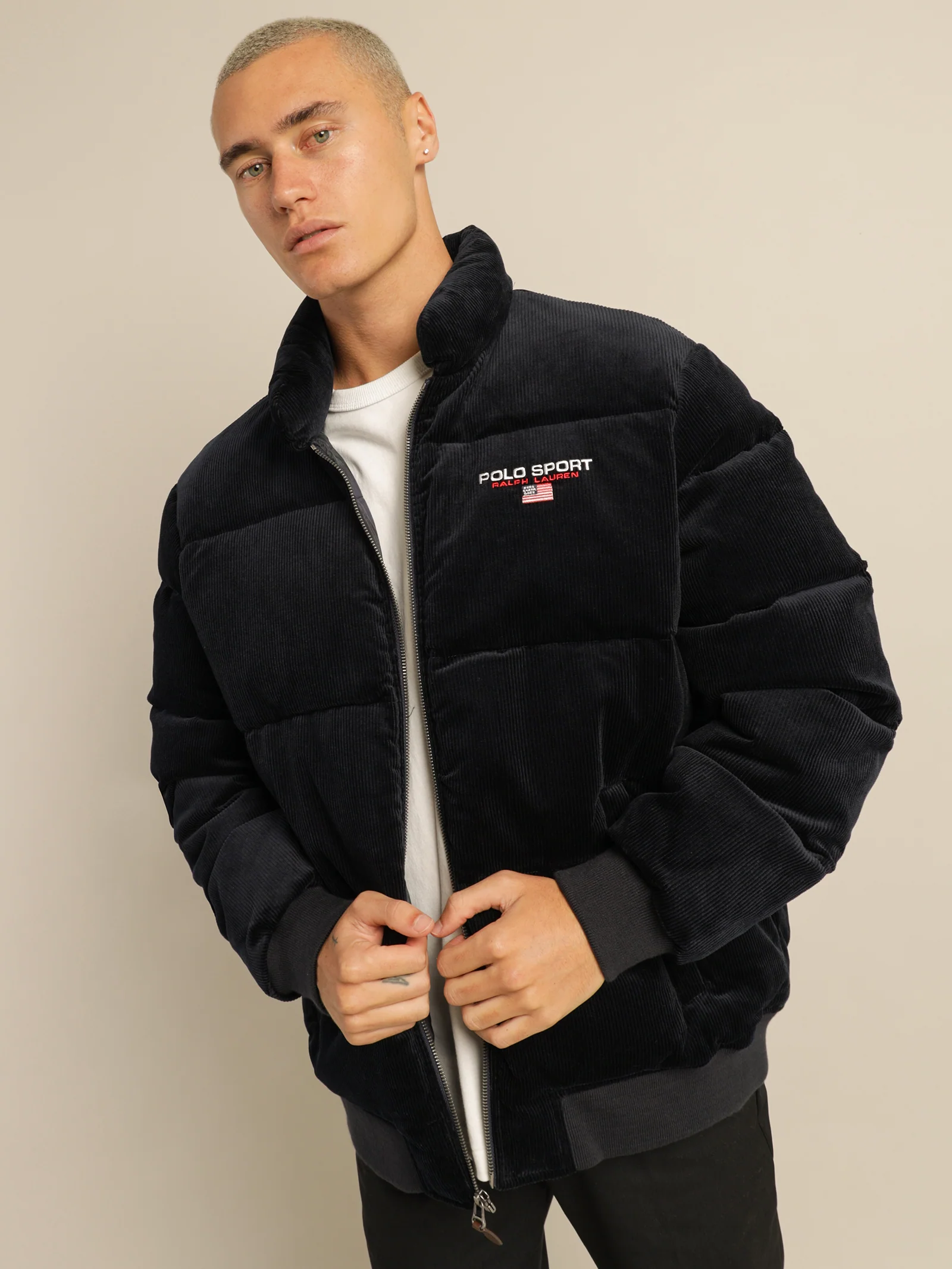Cord Puffer Insulated Bomber Jacket - Image 3