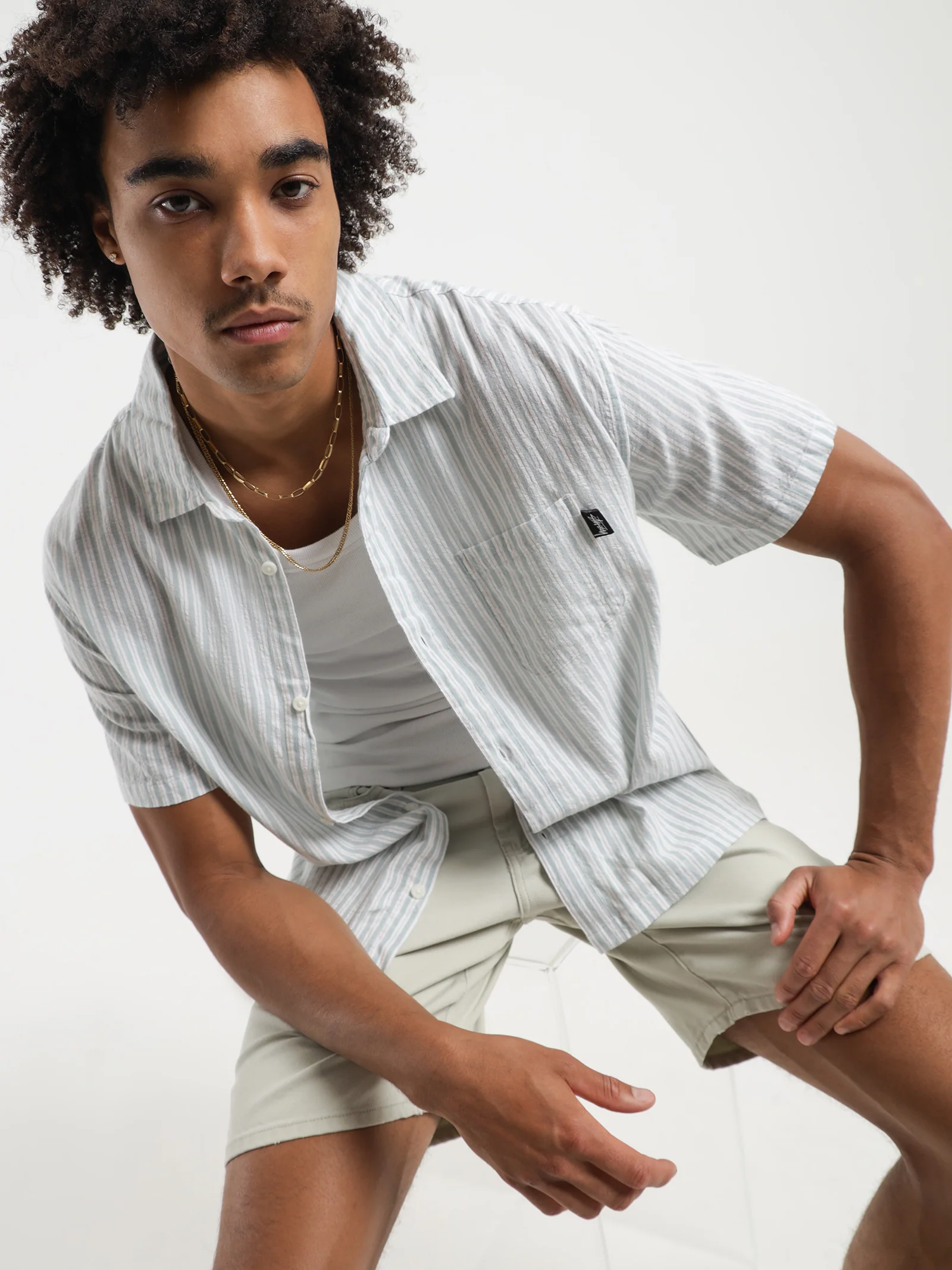 Cotton Stripe Short Sleeve Shirt - Image 2