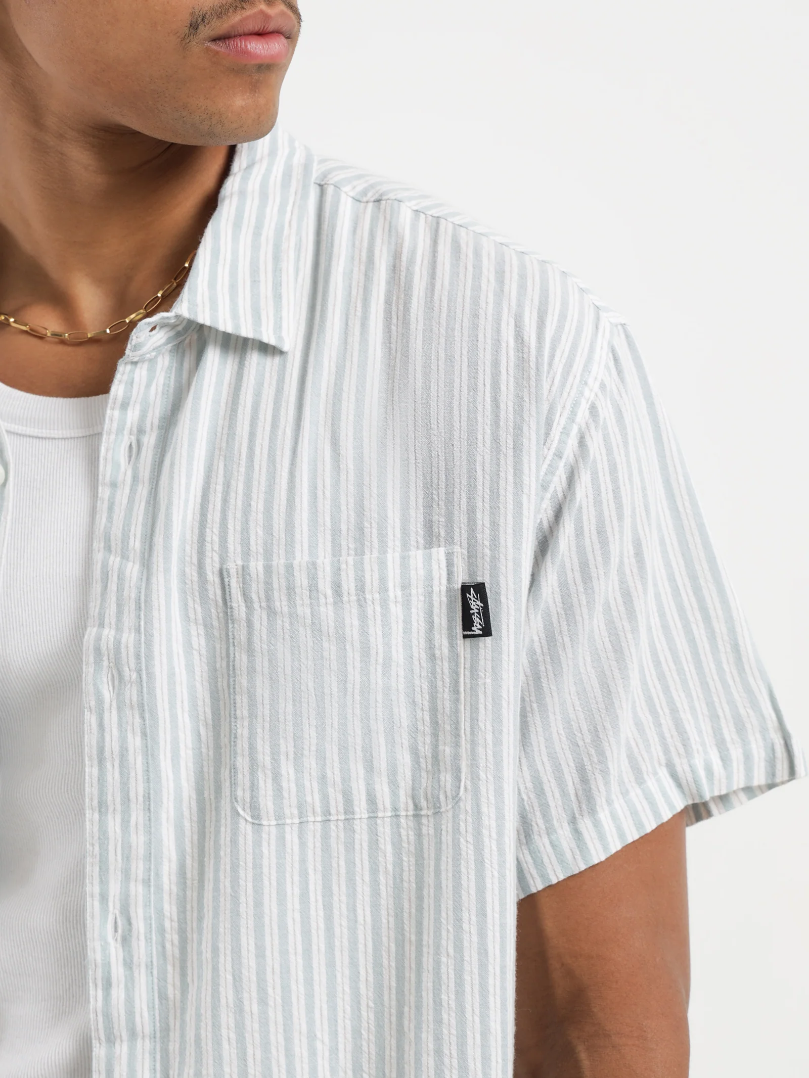 Cotton Stripe Short Sleeve Shirt - Image 4