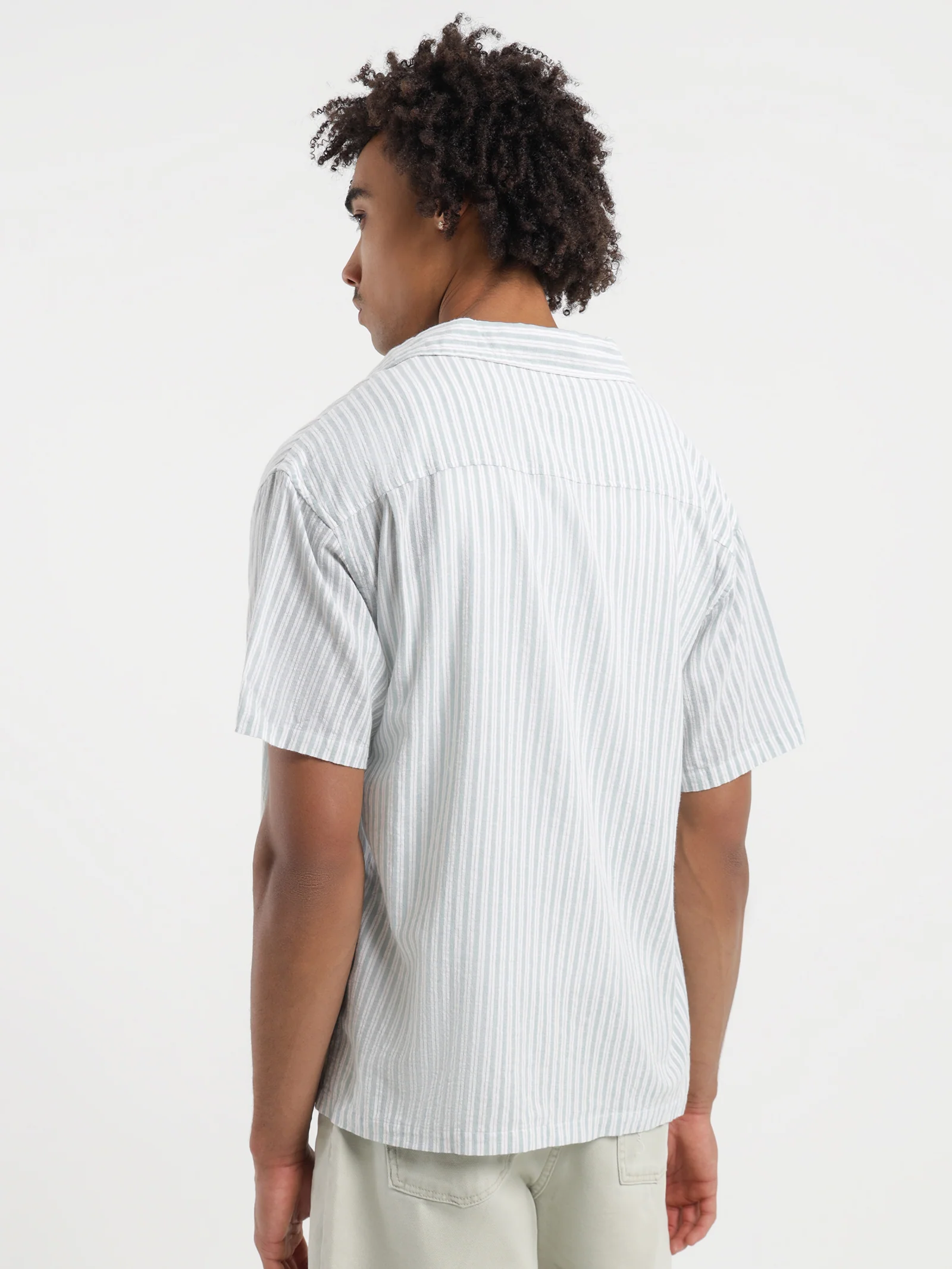 Cotton Stripe Short Sleeve Shirt - Image 5