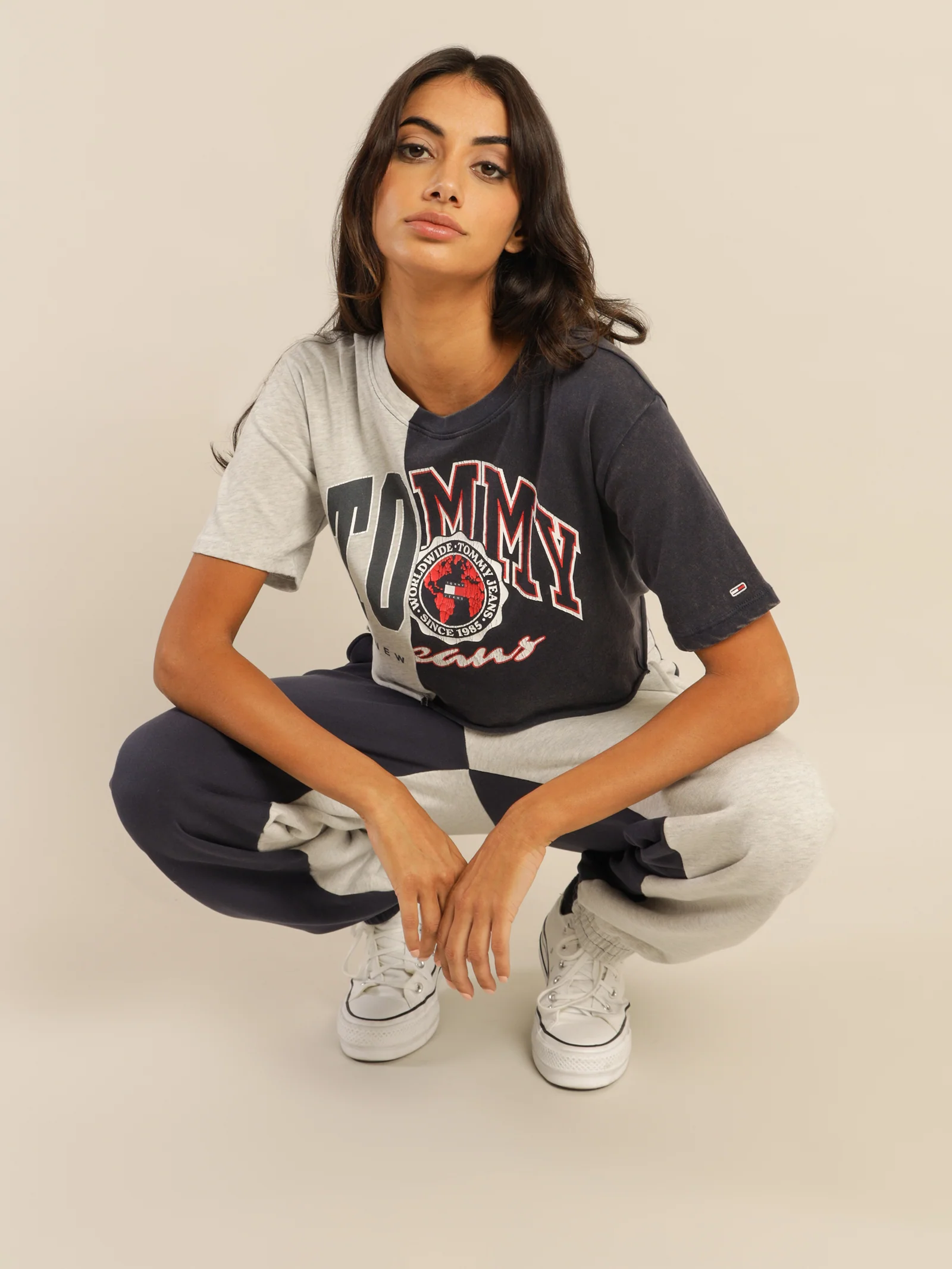 Crop College Splicing Short Sleeve T-Shirt - Image 2