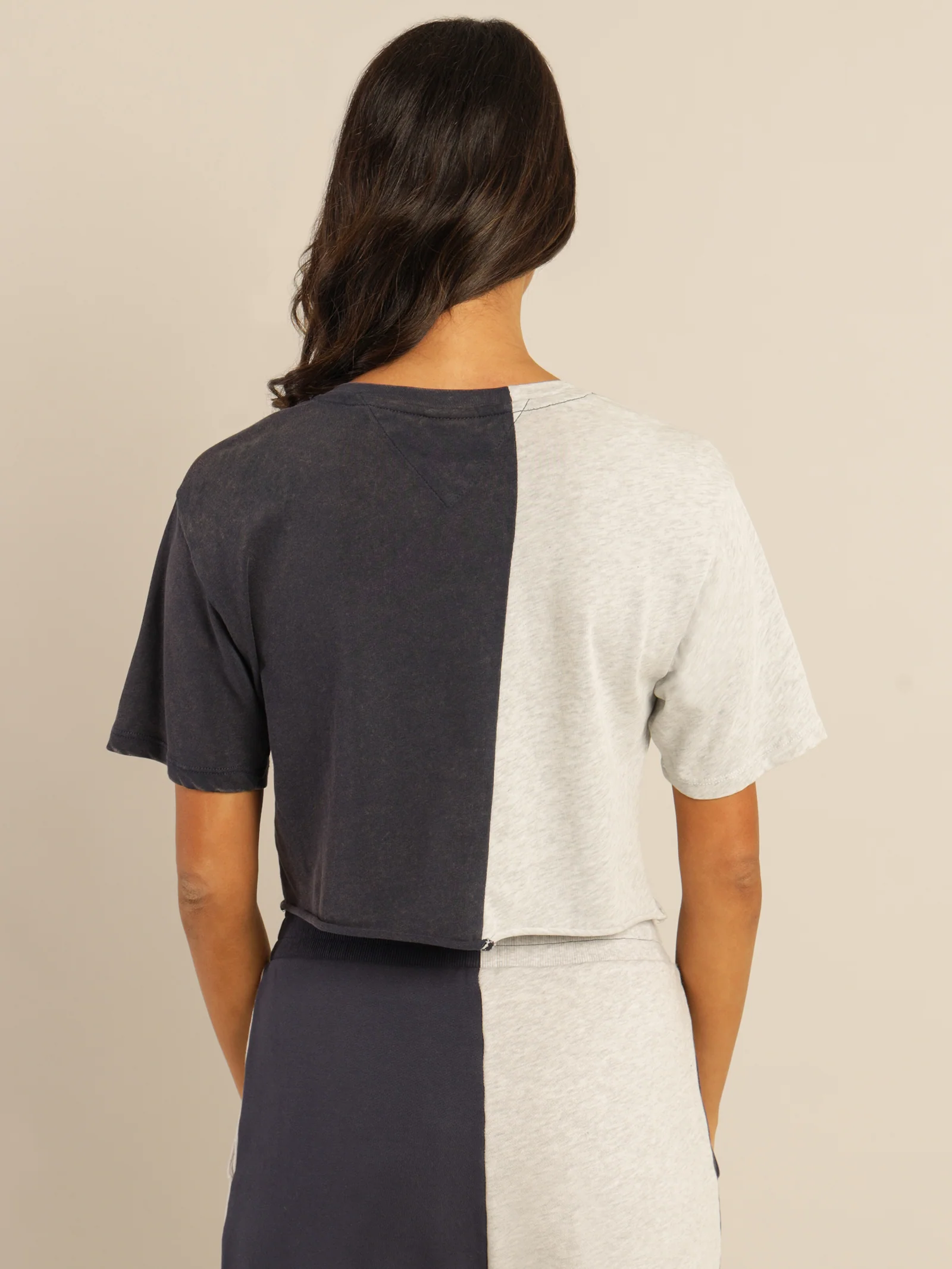Crop College Splicing Short Sleeve T-Shirt - Image 6