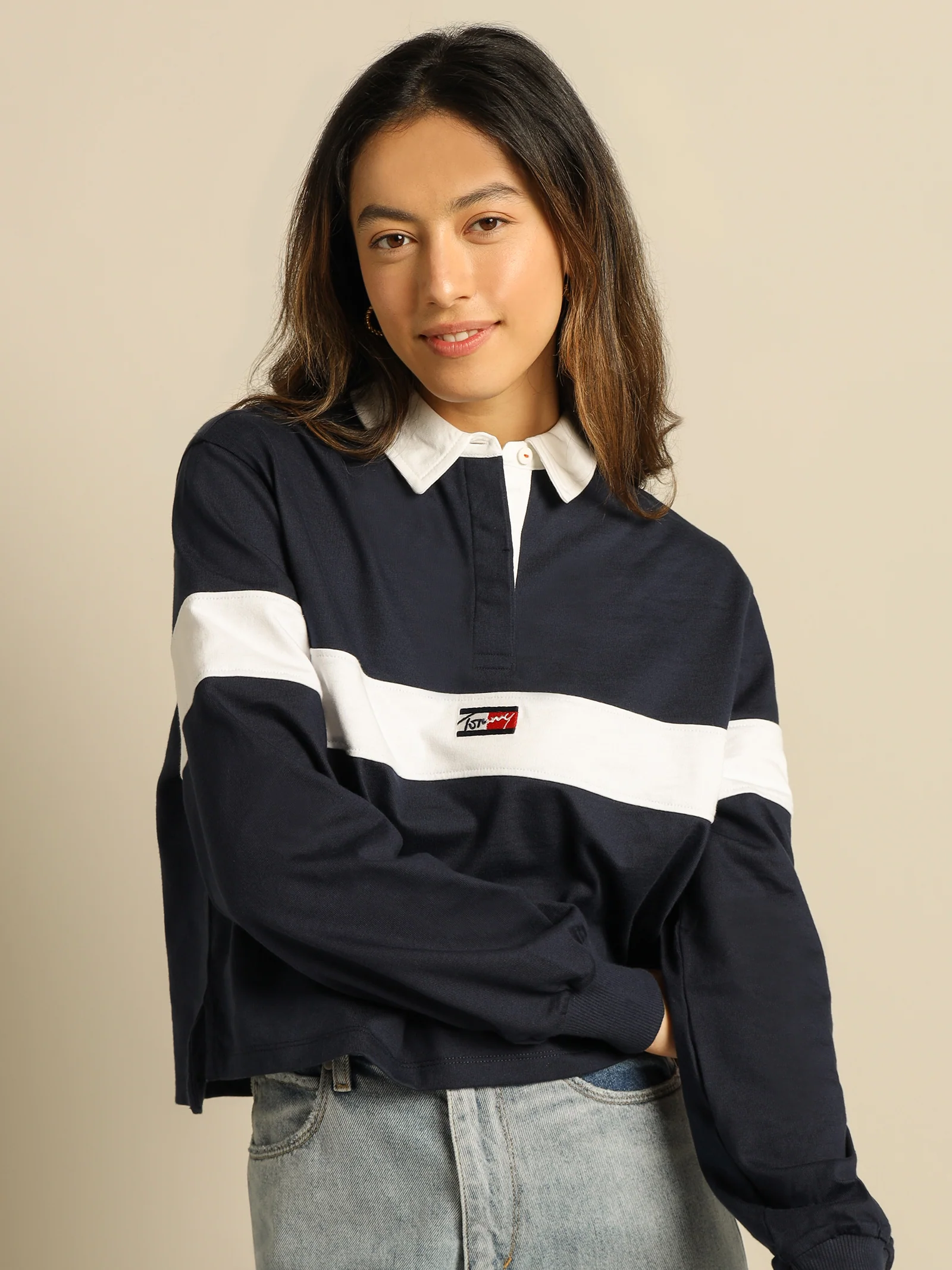 Crop Tiny Tommy Long Sleeve Polo - Image 5
