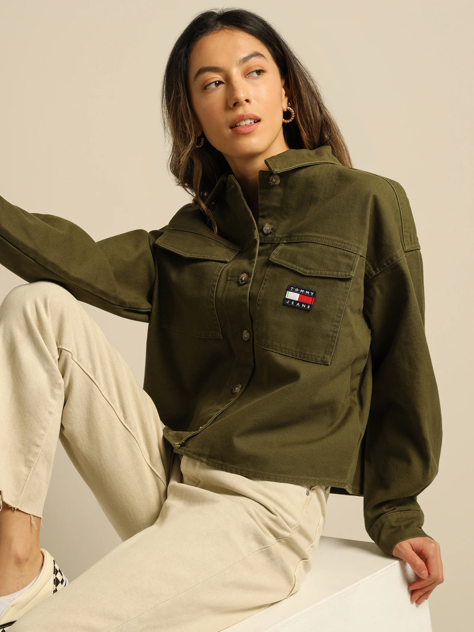 Cropped Badge Overshirt - Image 2