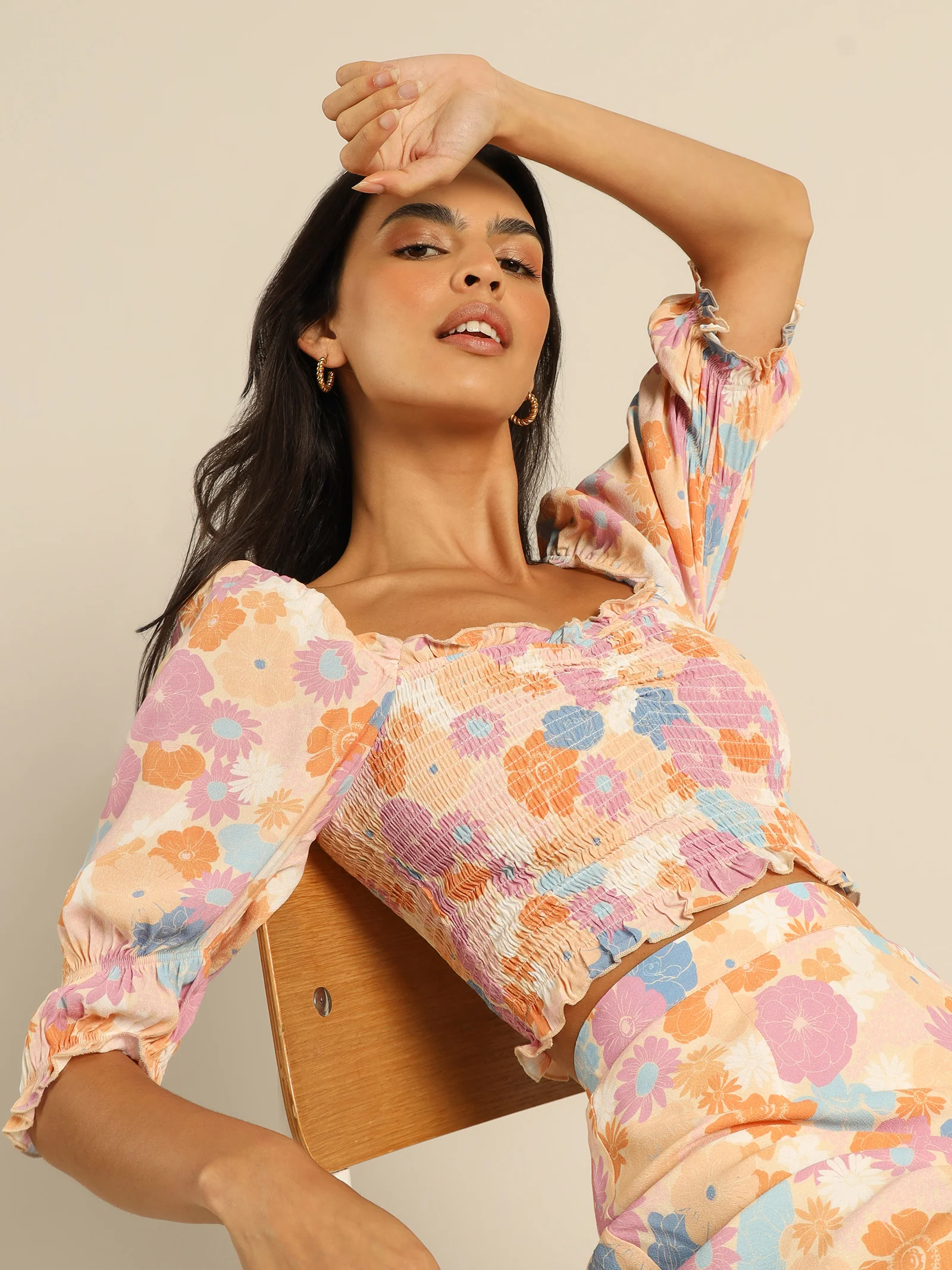 Daisy Puff-Sleeve Peasant Top - Image 2