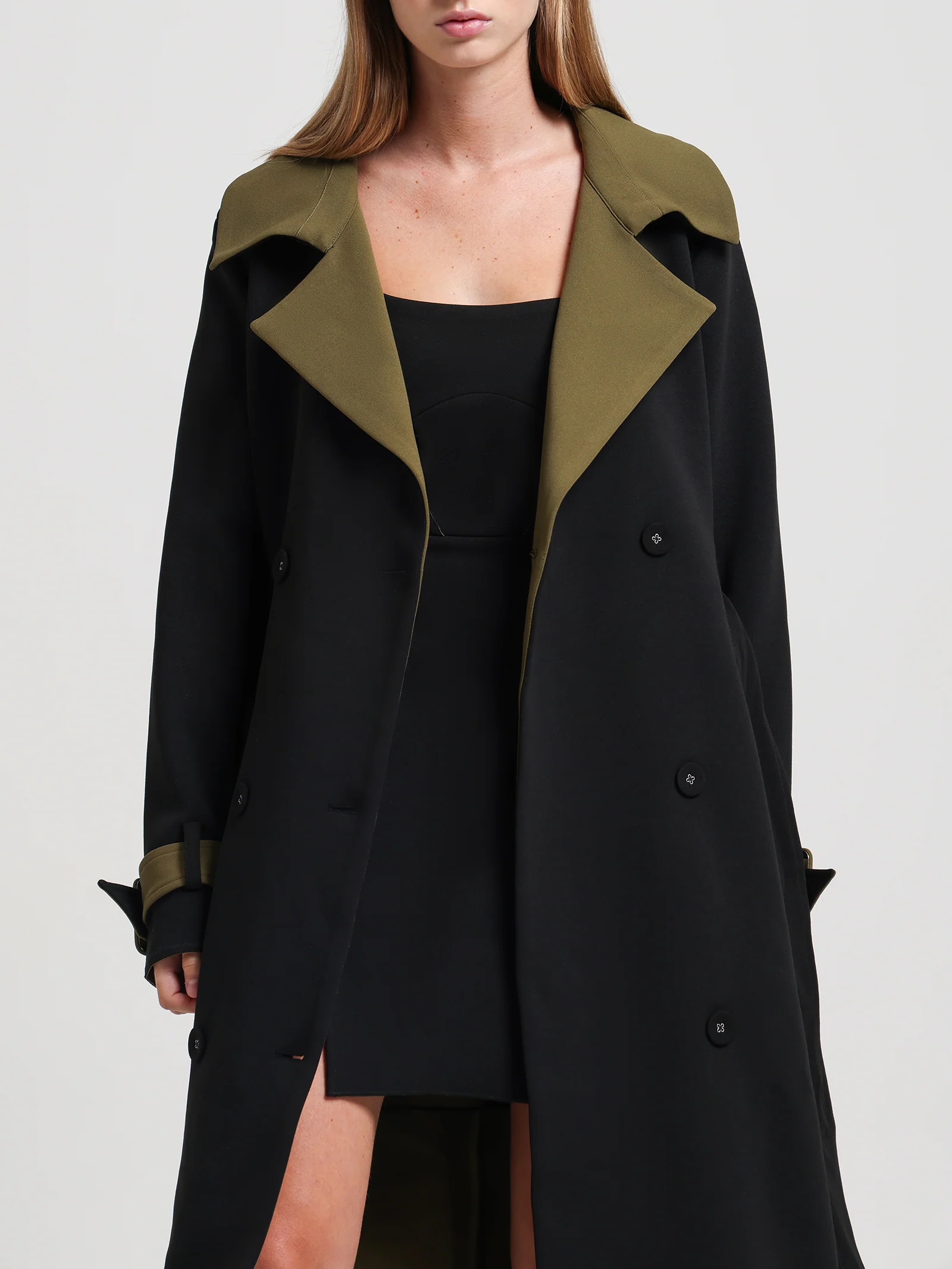 Danoi Trenchcoat Black & Khaki - Image 2