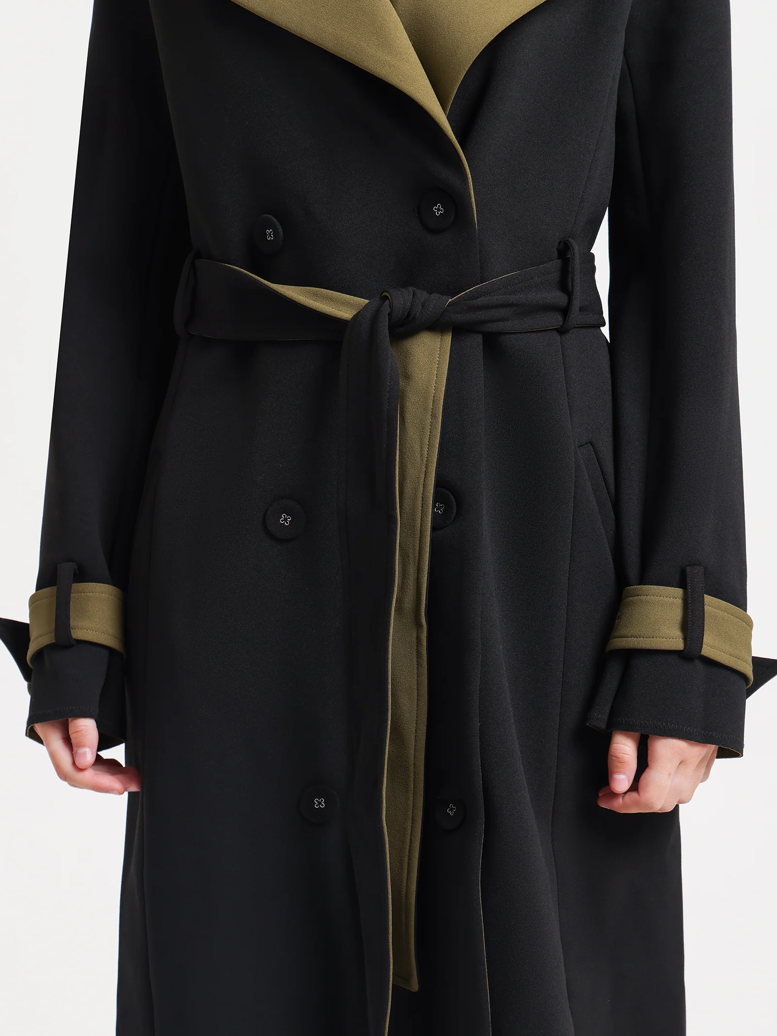 Danoi Trenchcoat Black & Khaki - Image 3