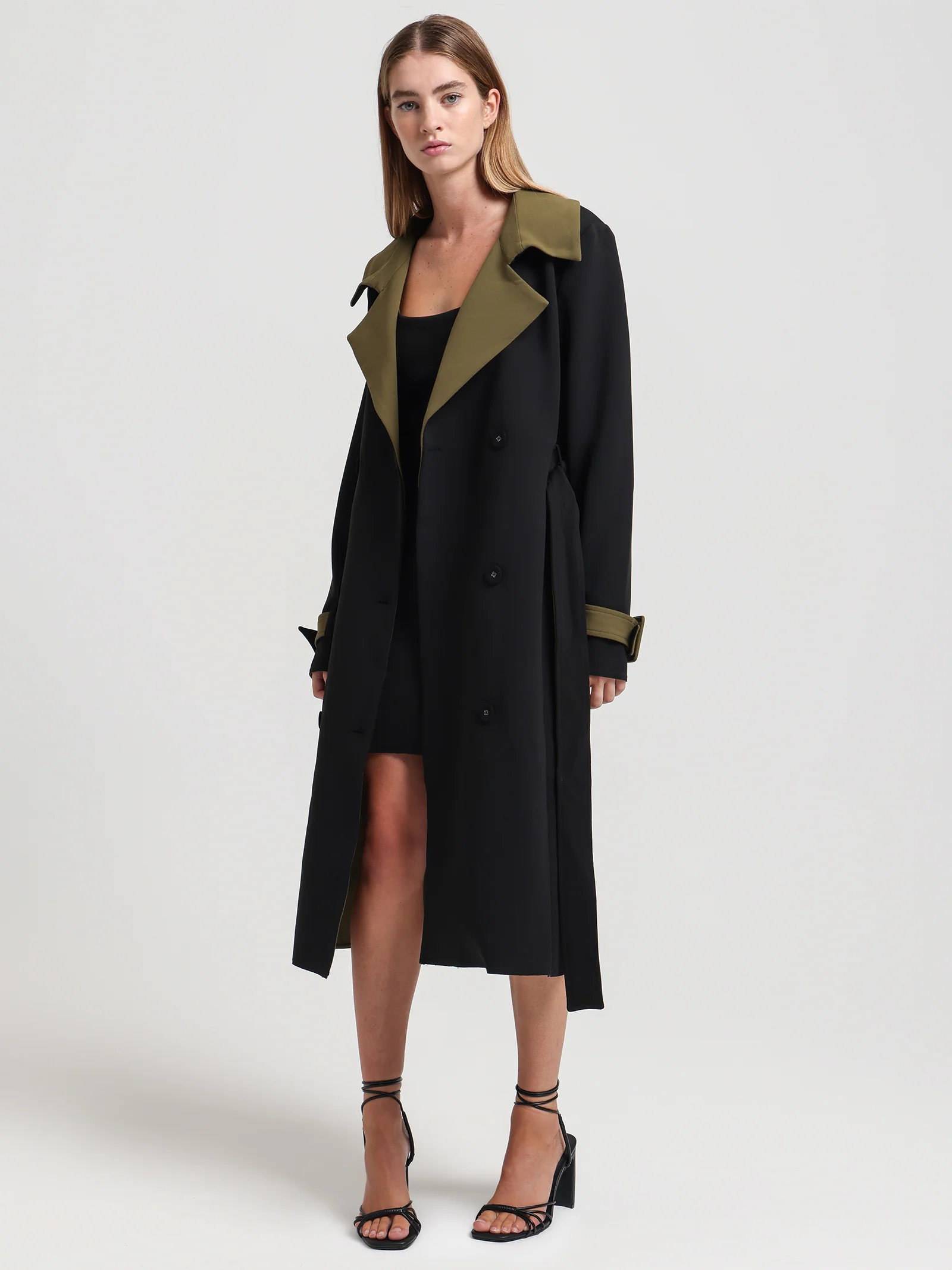 Danoi Trenchcoat Black & Khaki - Image 4