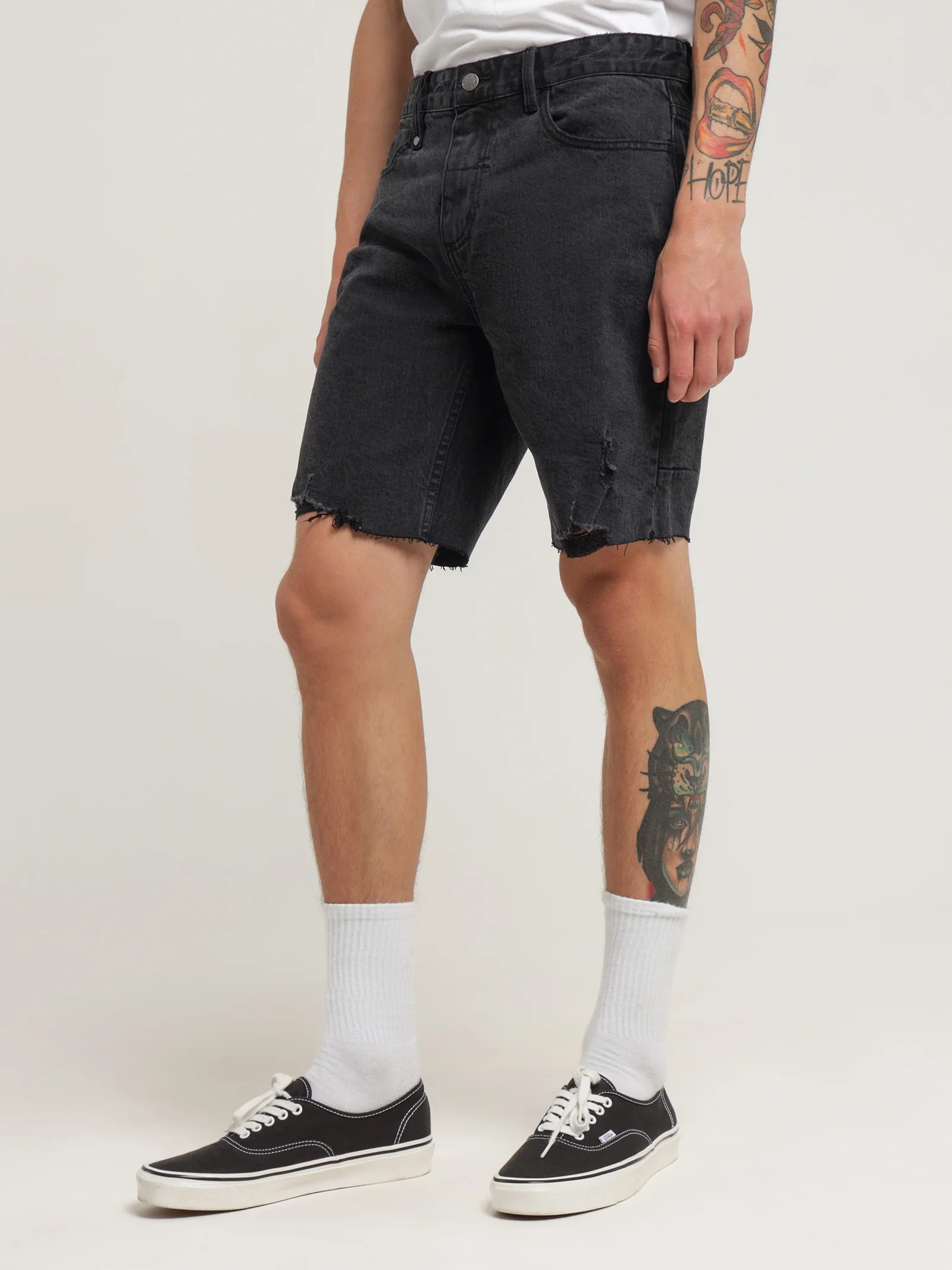 Destroyed Bones Denim Shorts - Image 3