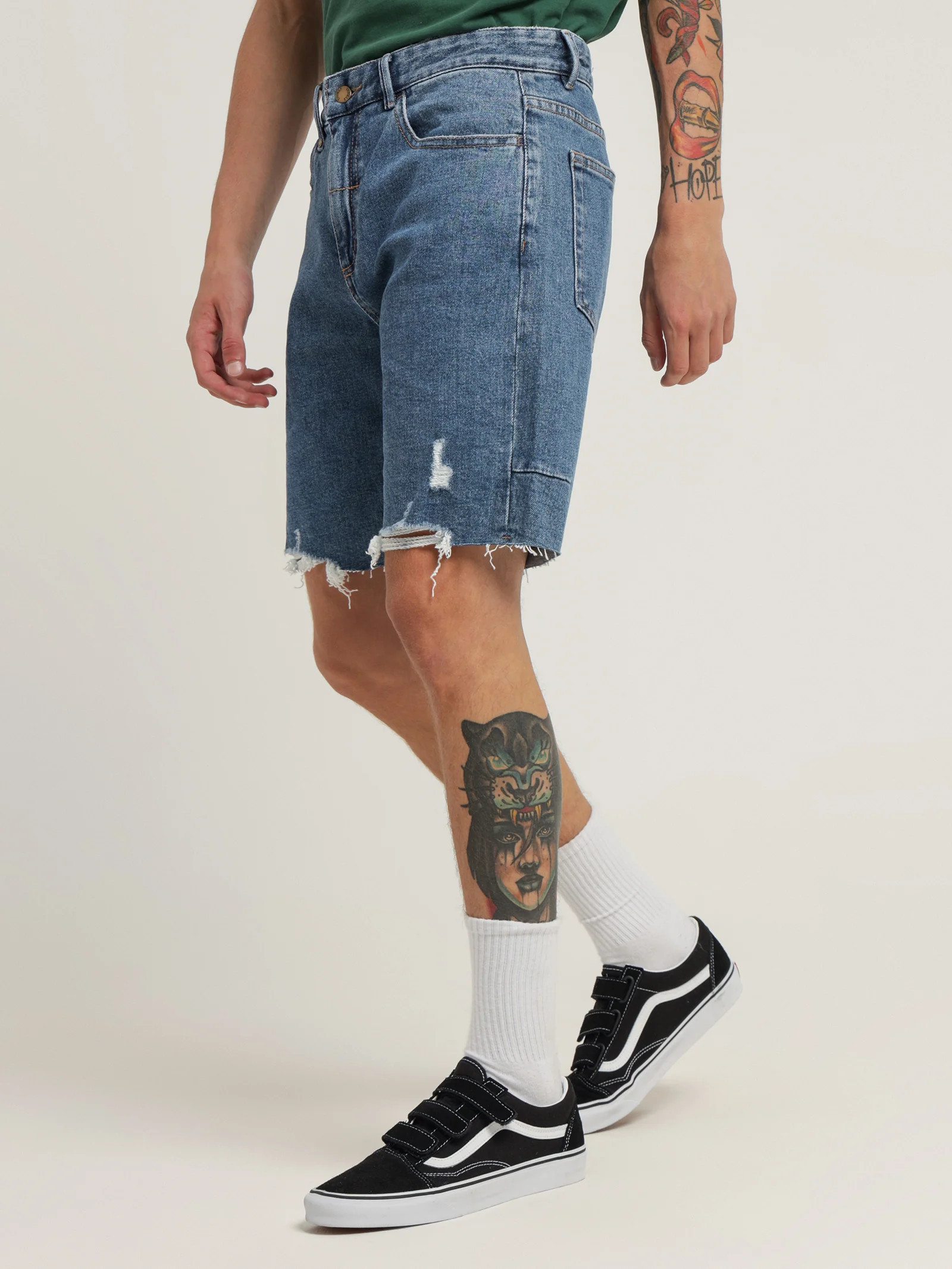 Destroyed Bones Denim Shorts - Image 3