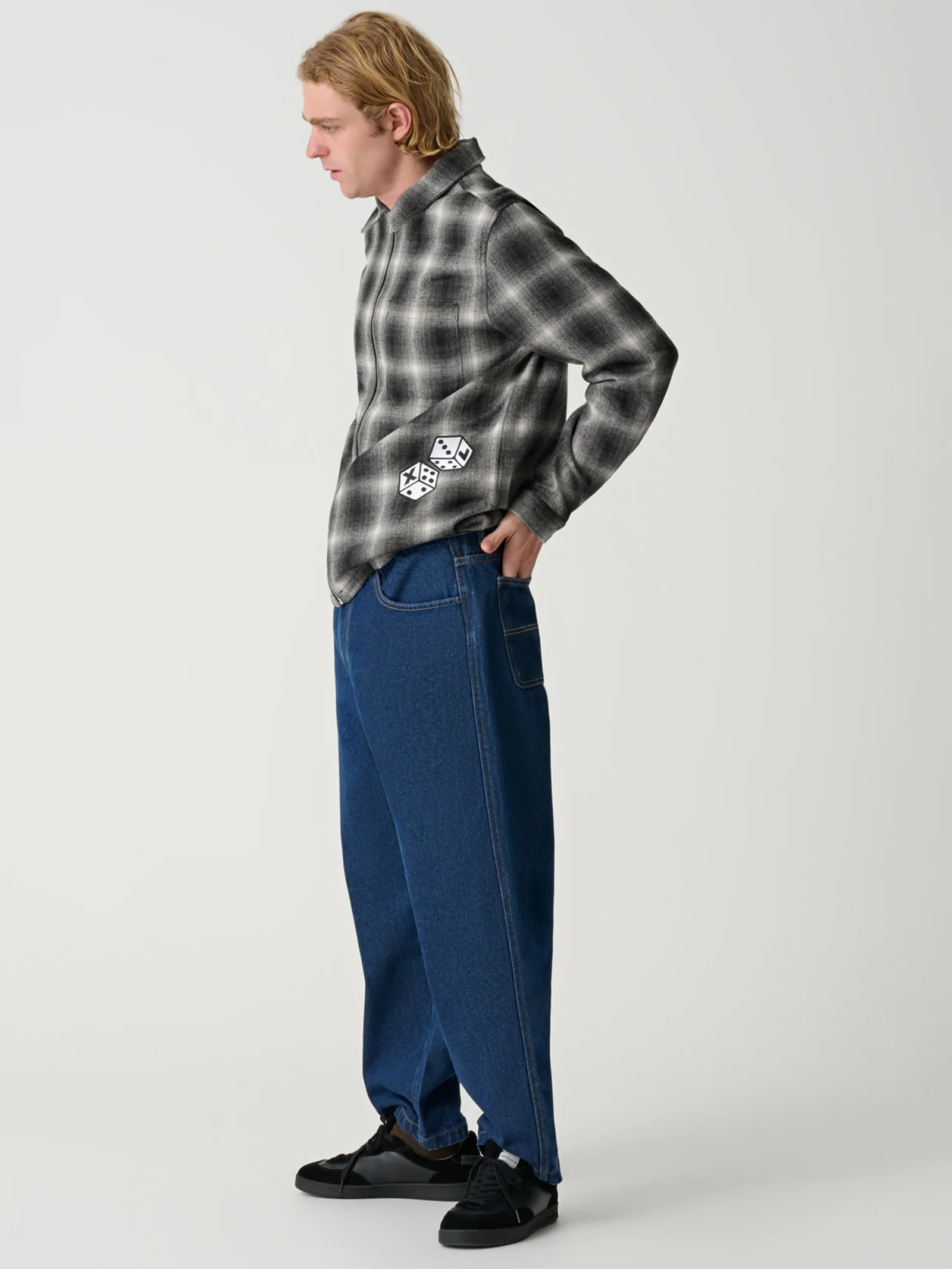 Dice Check Long Sleeve Zip Shirt - Image 2