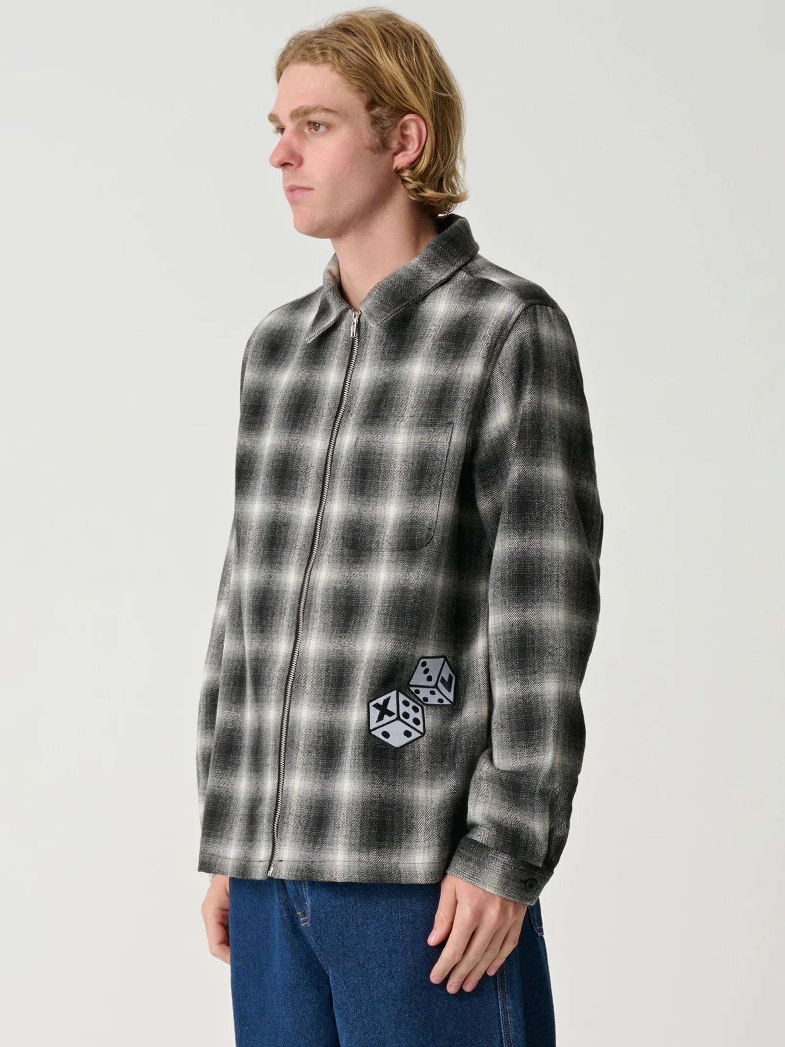 Dice Check Long Sleeve Zip Shirt - Image 3
