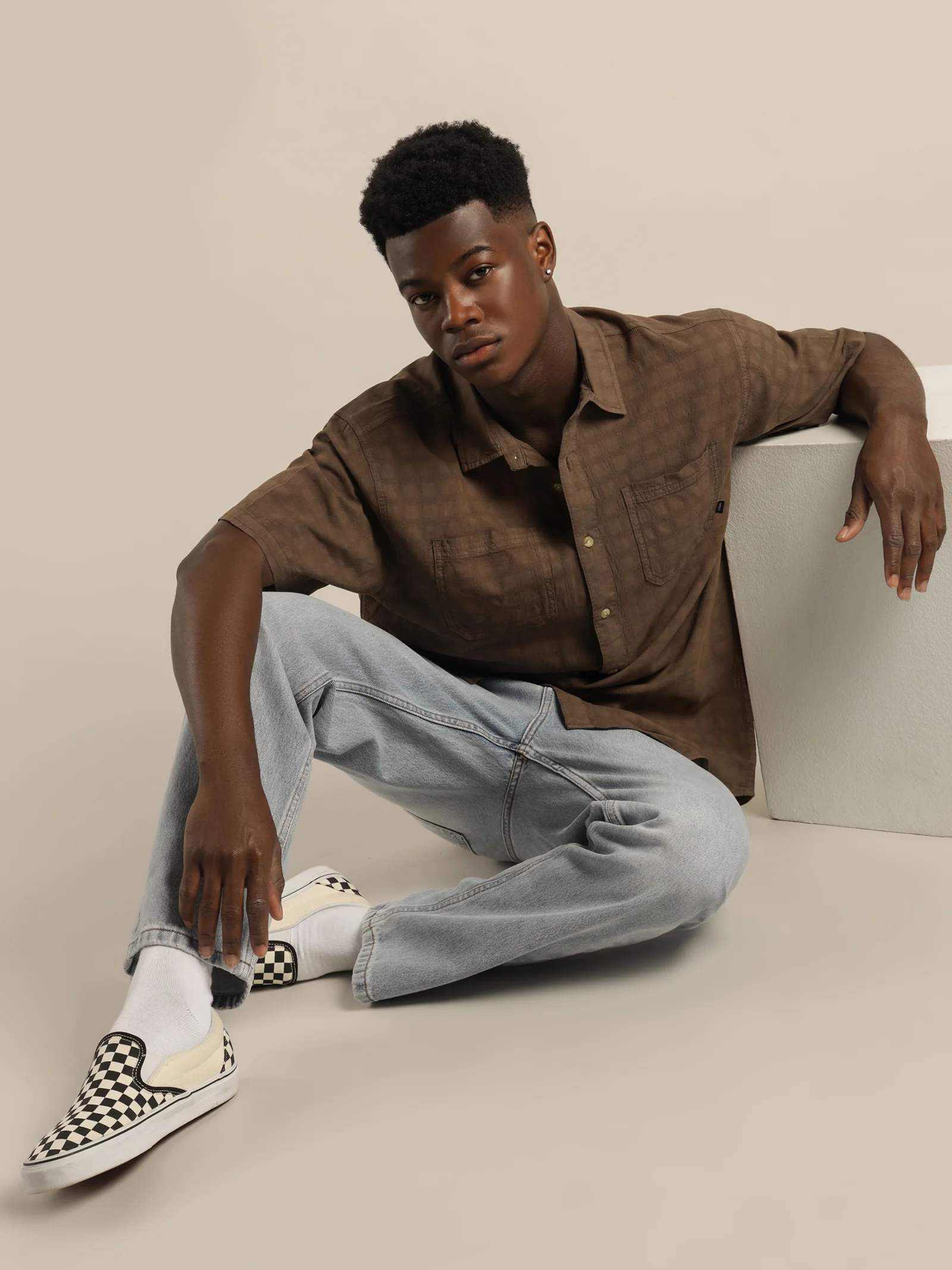 Disruption Jacquard Check Short Sleeve Shirt - Image 3