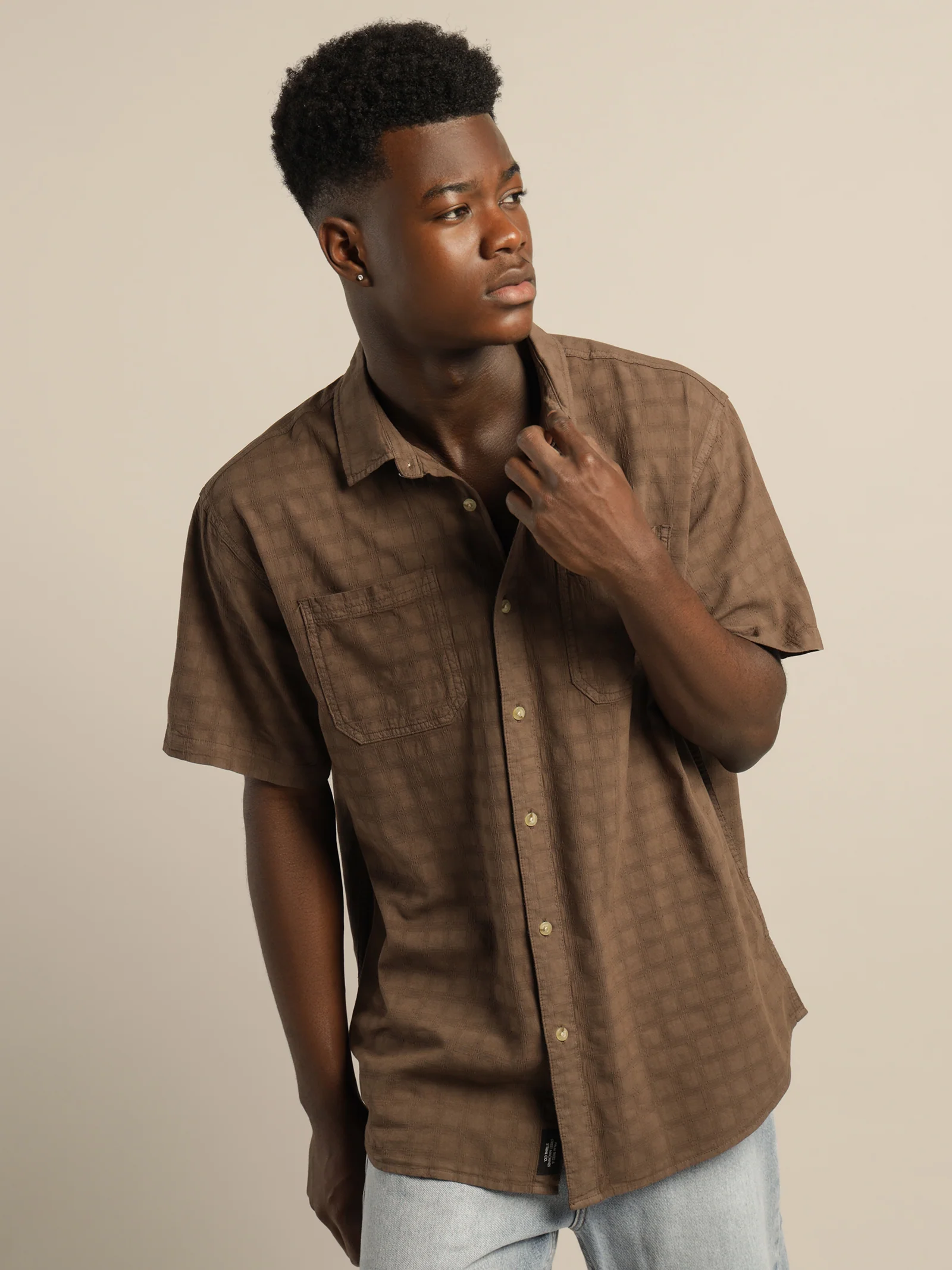 Disruption Jacquard Check Short Sleeve Shirt - Image 5