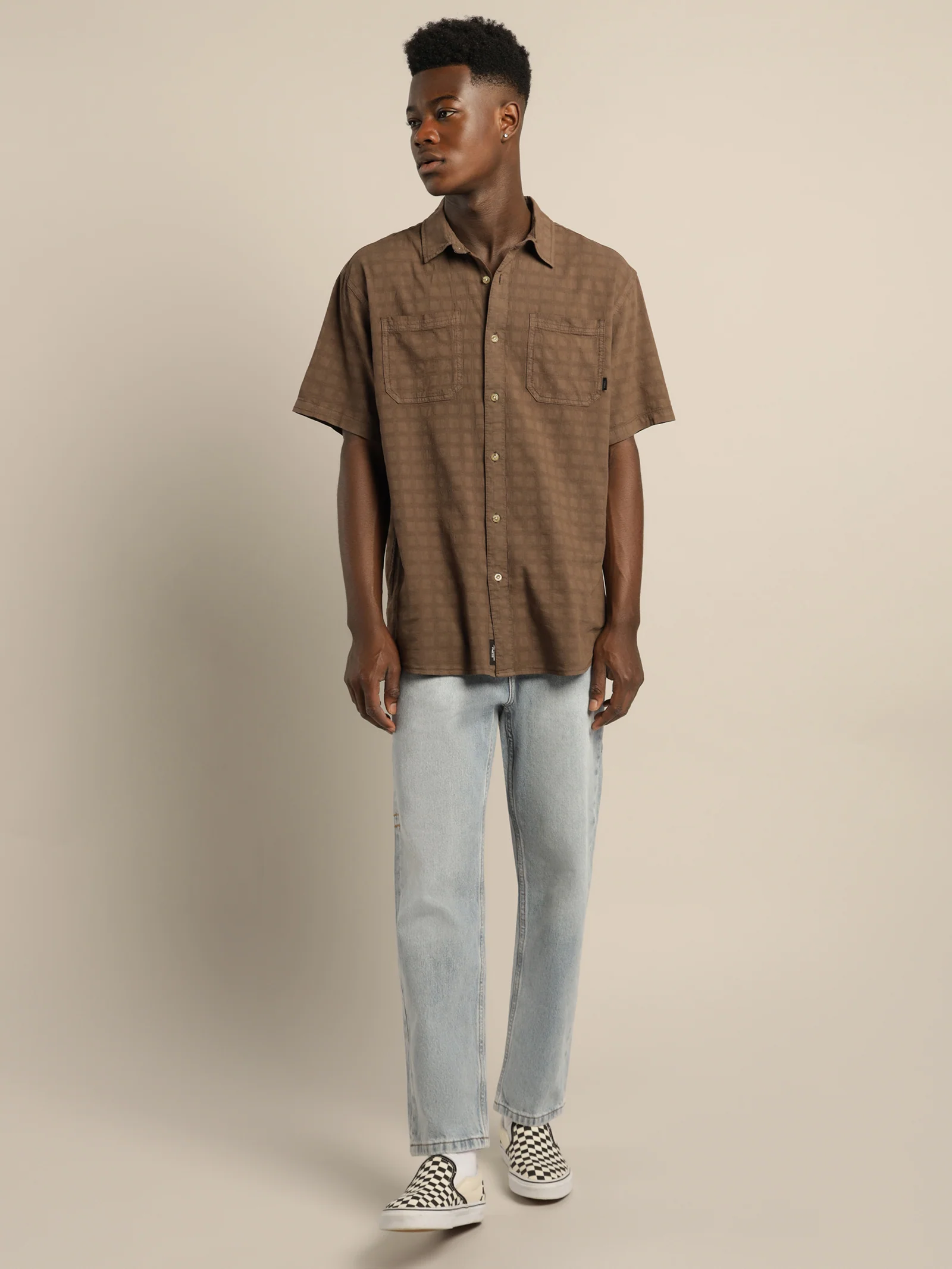 Disruption Jacquard Check Short Sleeve Shirt - Image 6