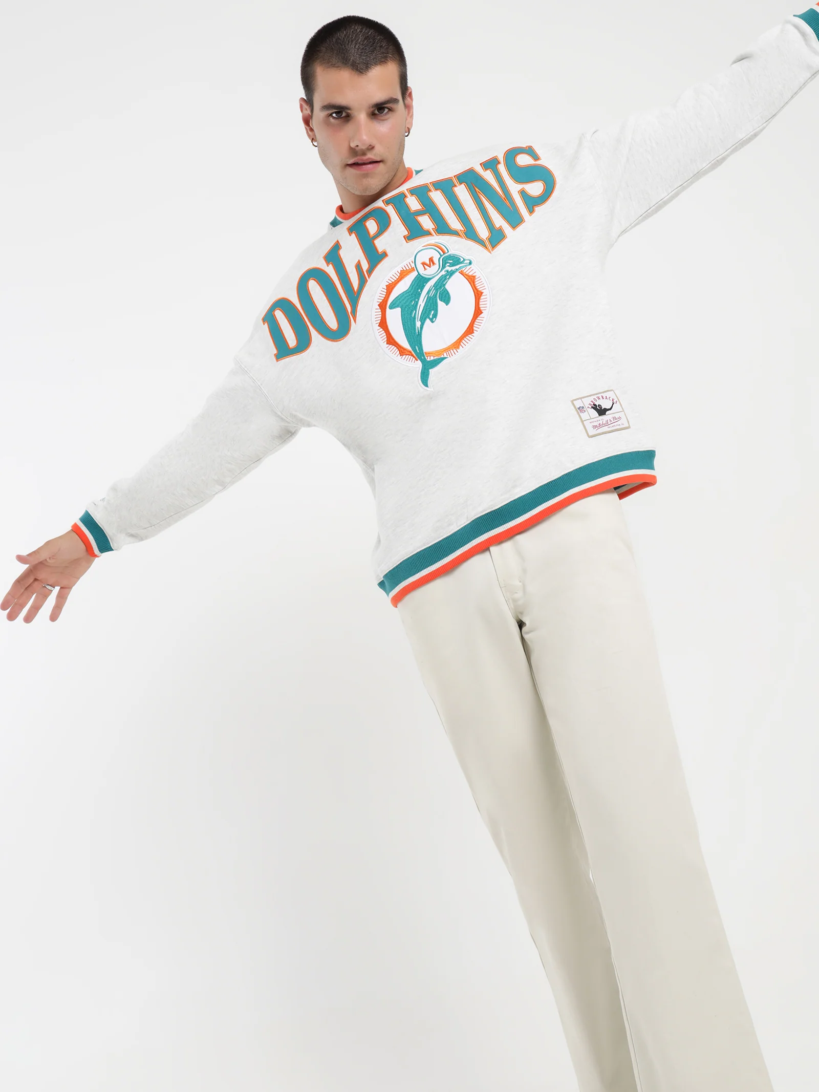 Dolphins Satin Embroidered Crew - Image 4