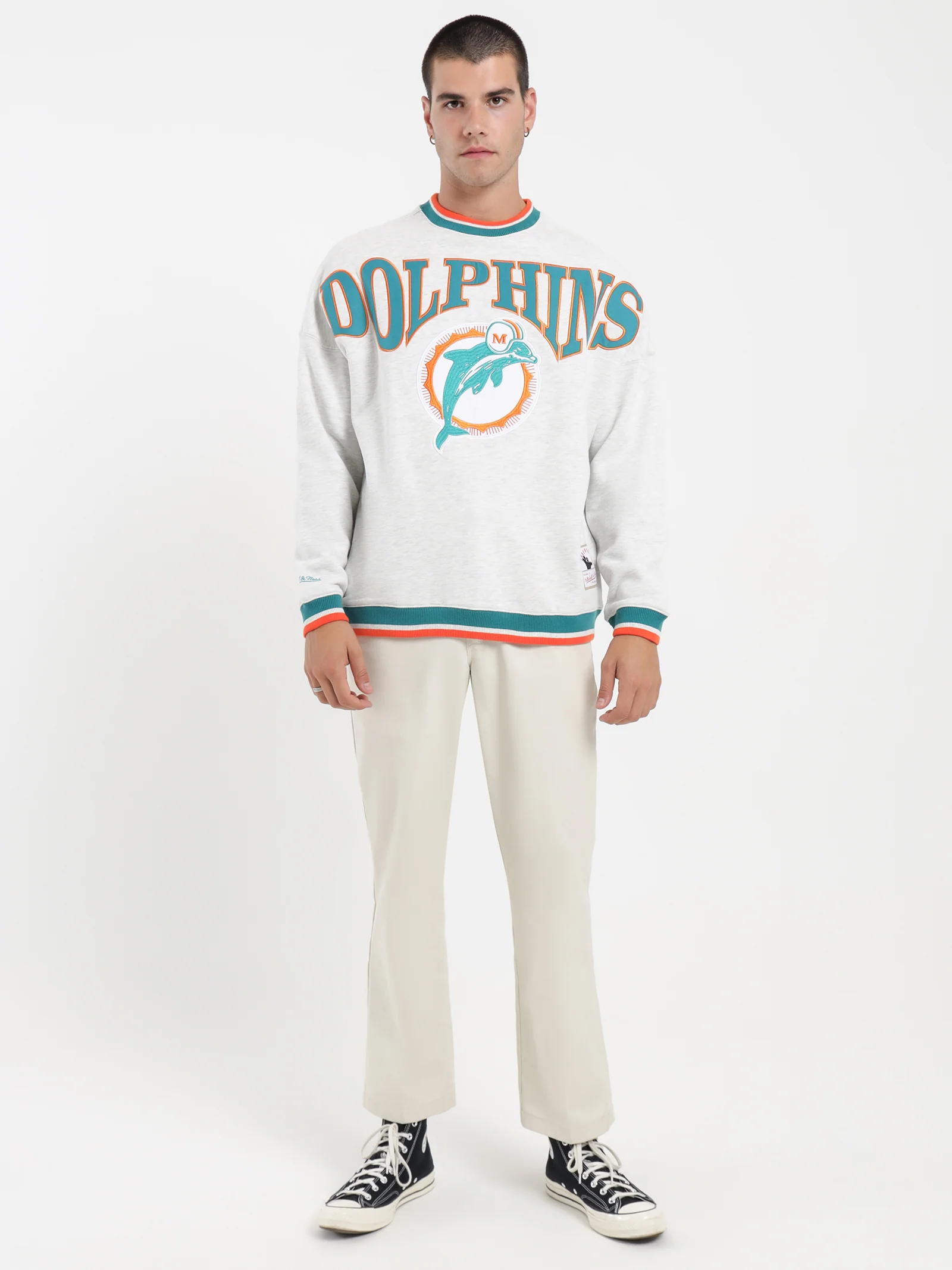 Dolphins Satin Embroidered Crew - Image 5