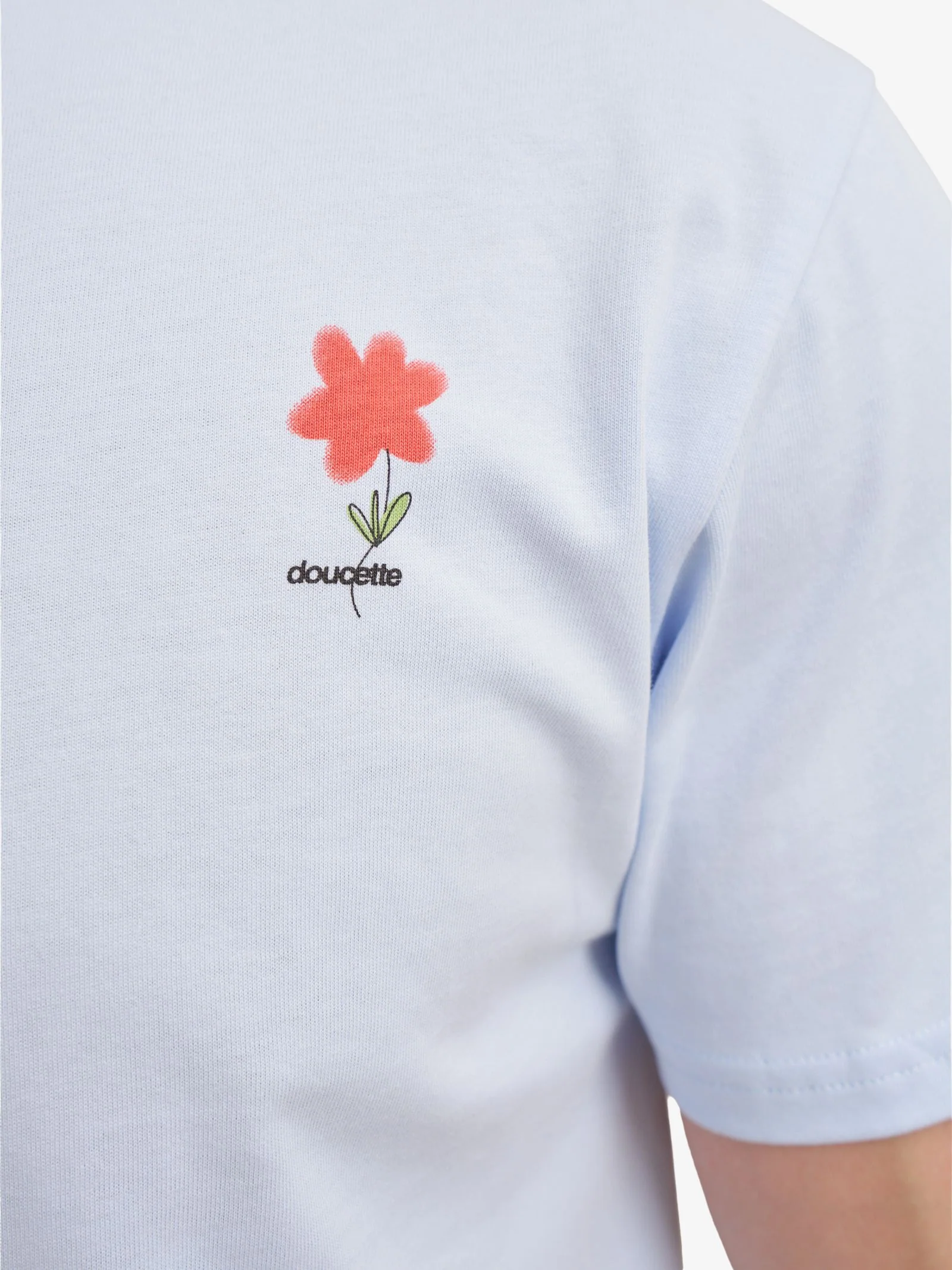Unisex Red Flower Trim Tee - Image 2