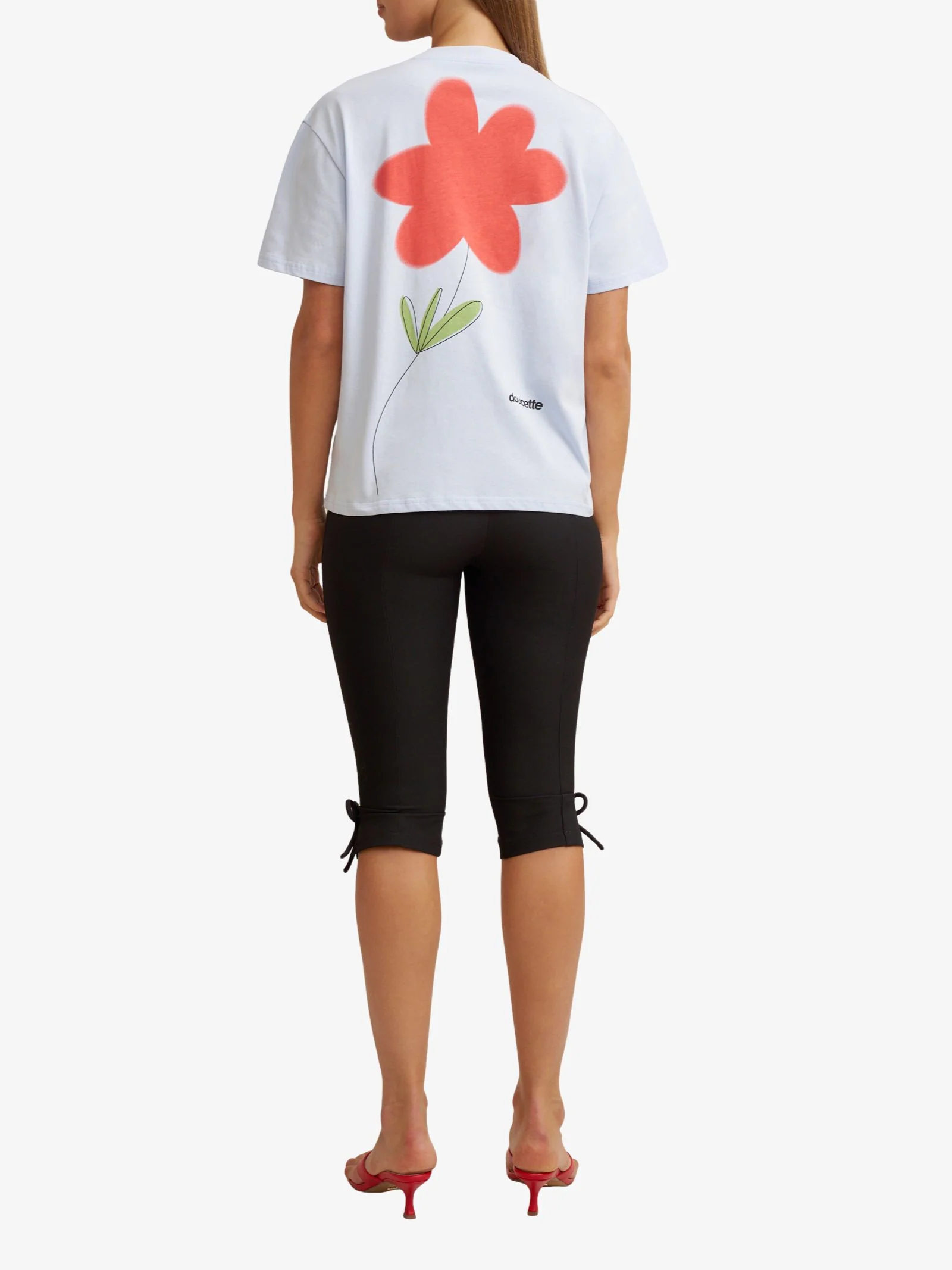 Unisex Red Flower Trim Tee - Image 3