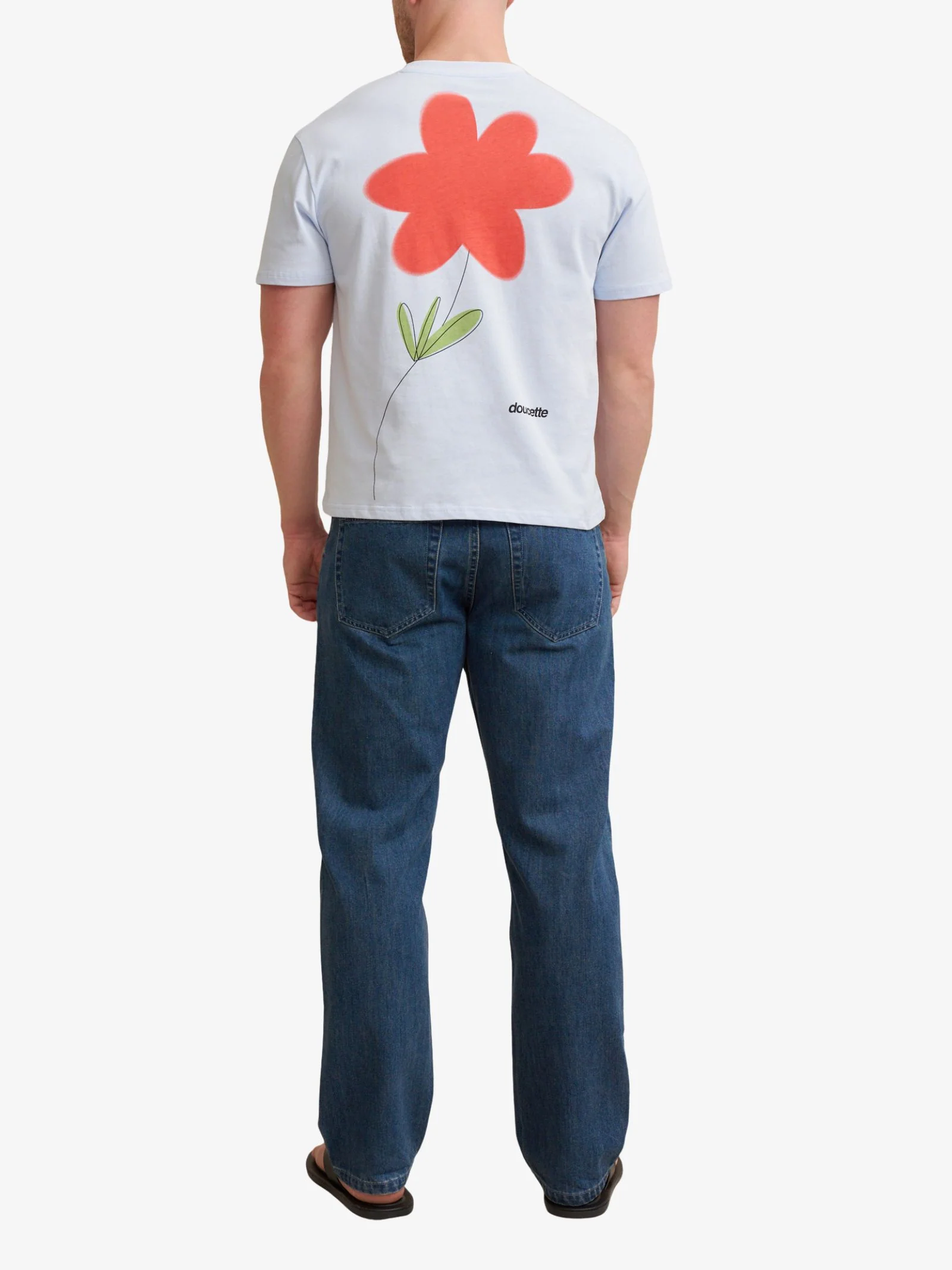 Unisex Red Flower Trim Tee - Image 4