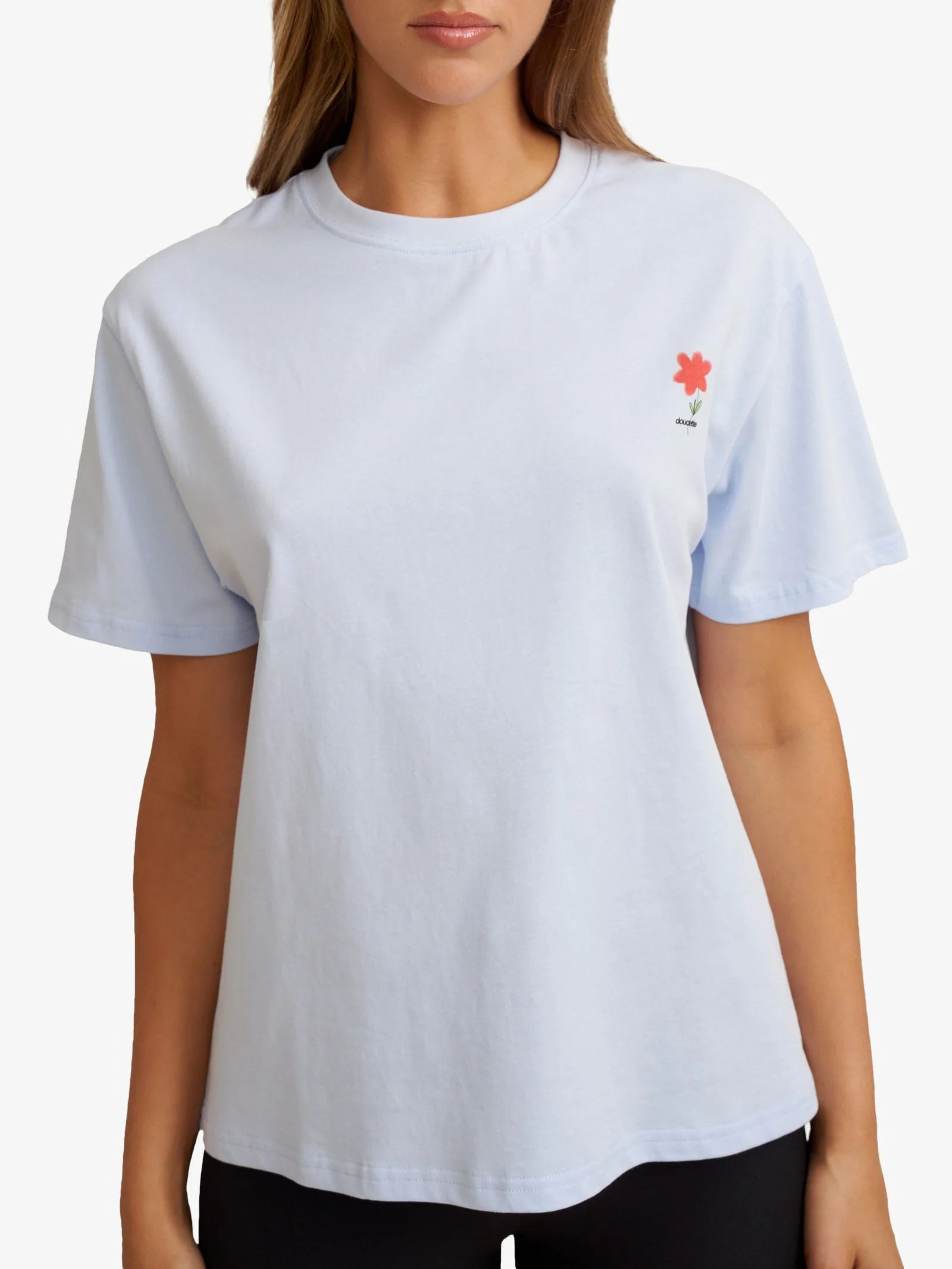 Unisex Red Flower Trim Tee - Image 5