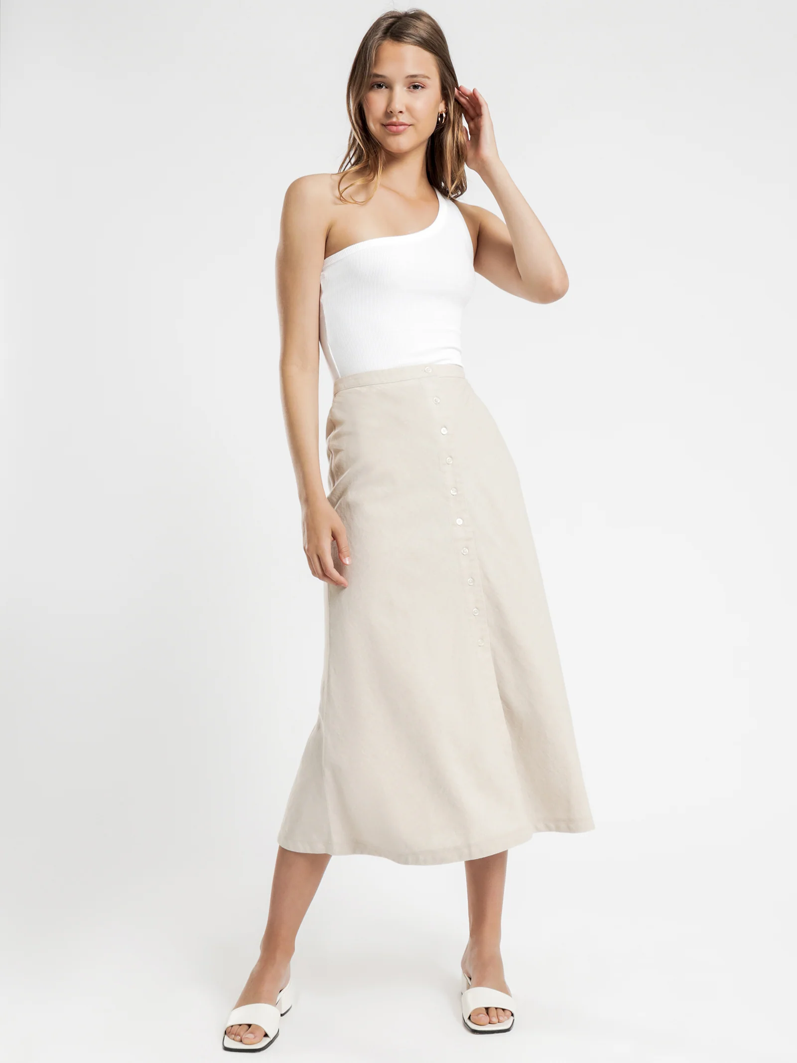 Drew Linen Midi Skirt - Image 3