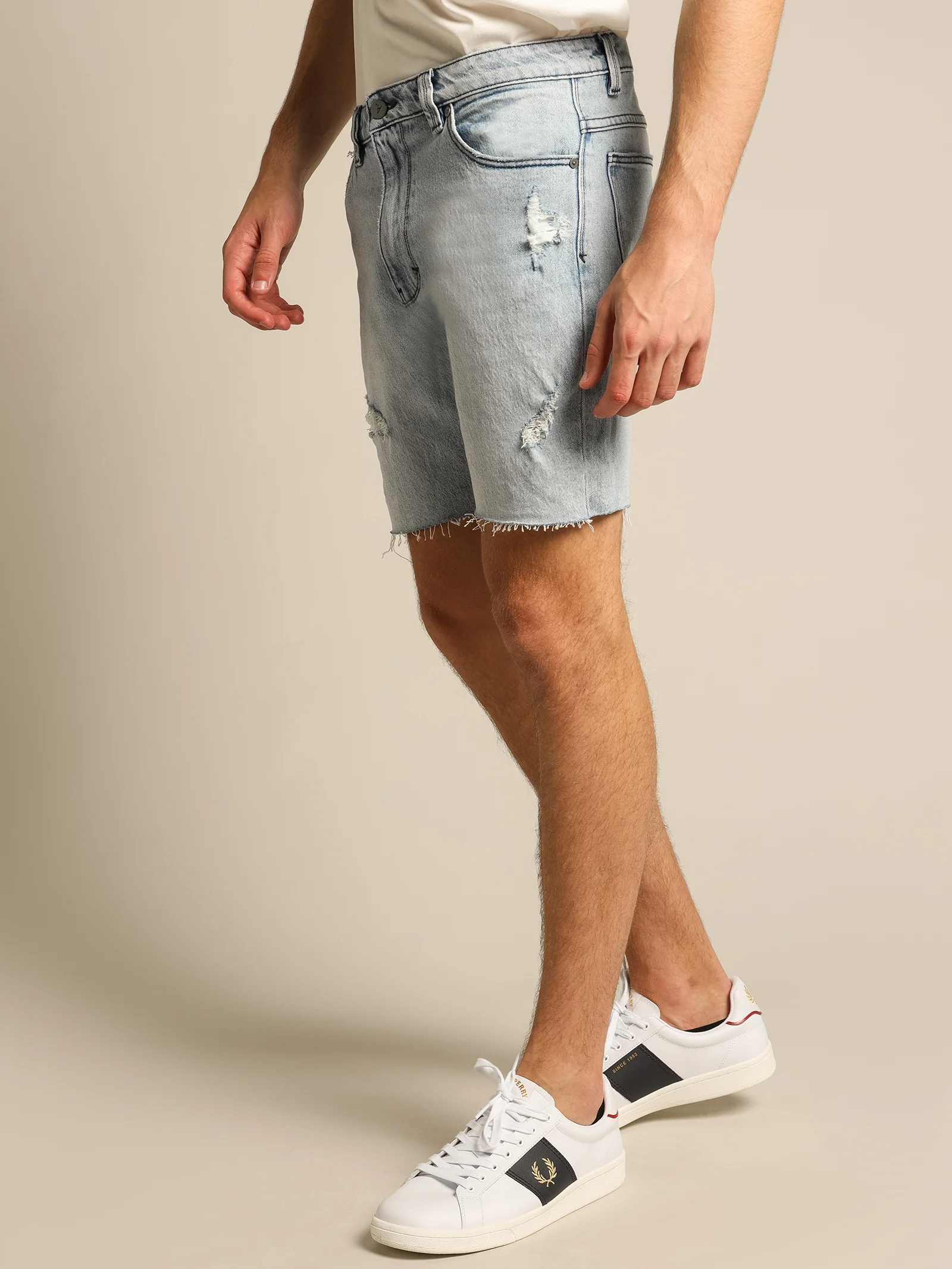 Dropped Skinny Denim Shorts - Image 3