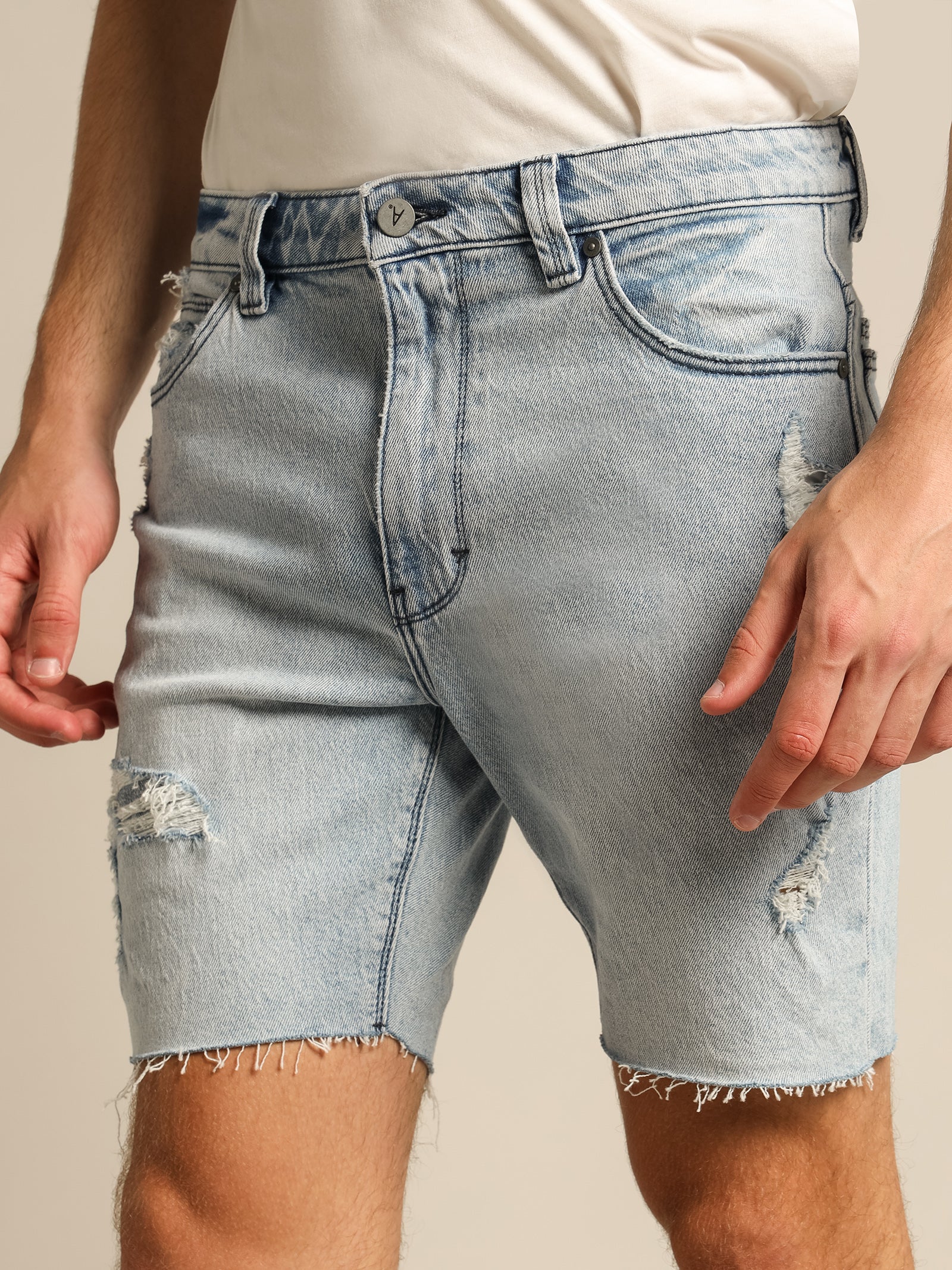 Dropped Skinny Denim Shorts - Image 4