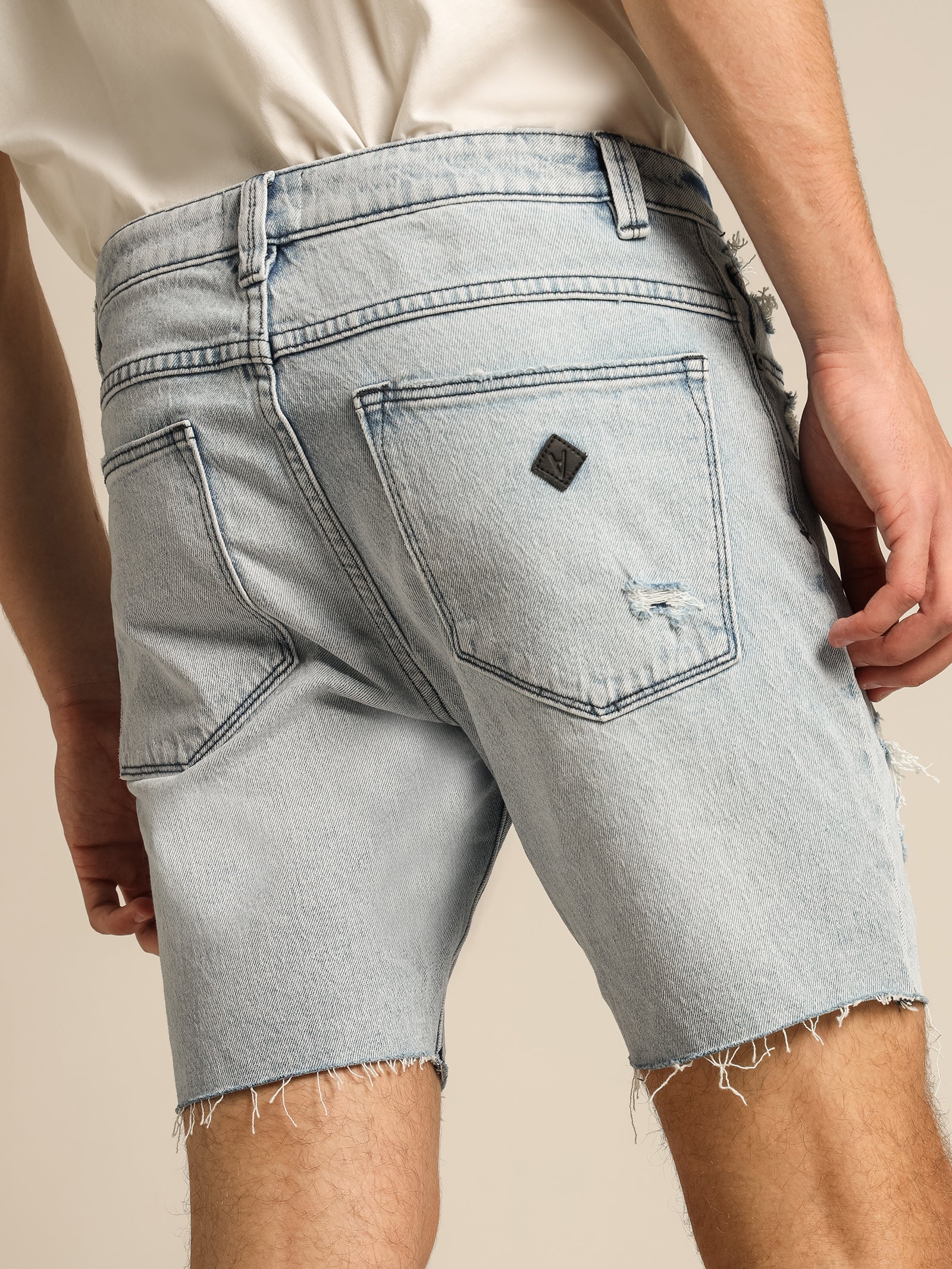 Dropped Skinny Denim Shorts - Image 6