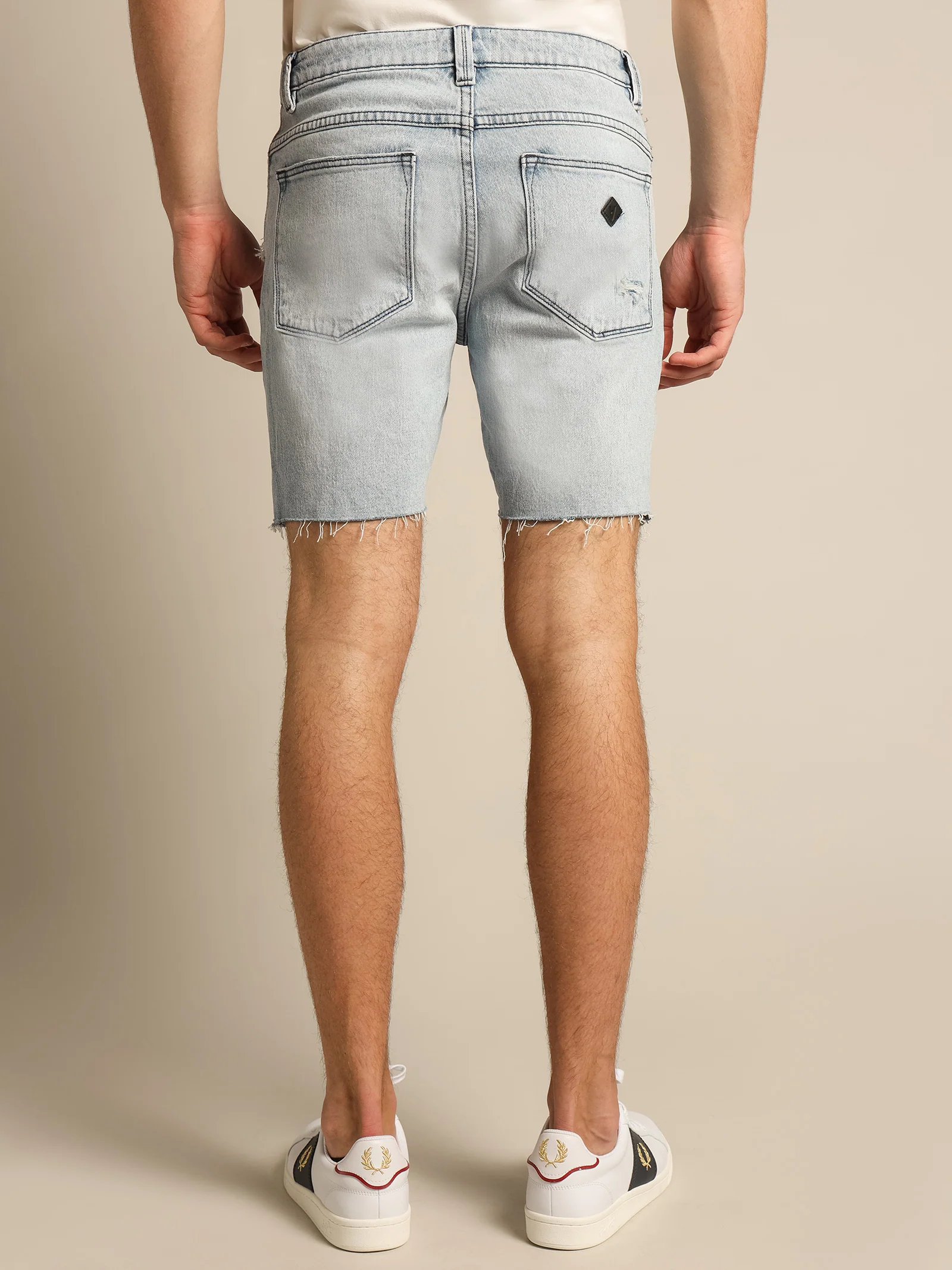 Dropped Skinny Denim Shorts - Image 7