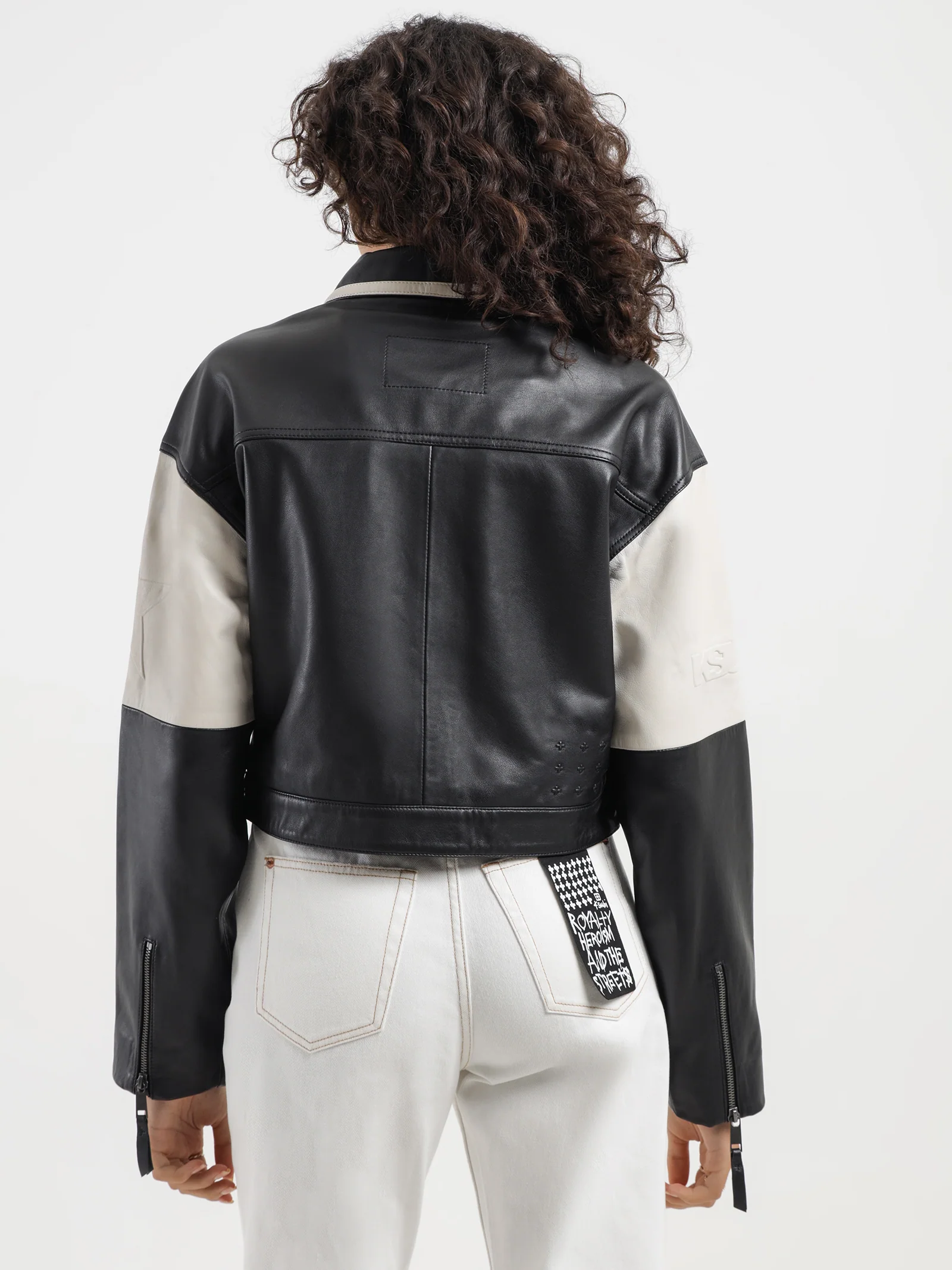 Emblem Boxy Biker Jacket - Image 6
