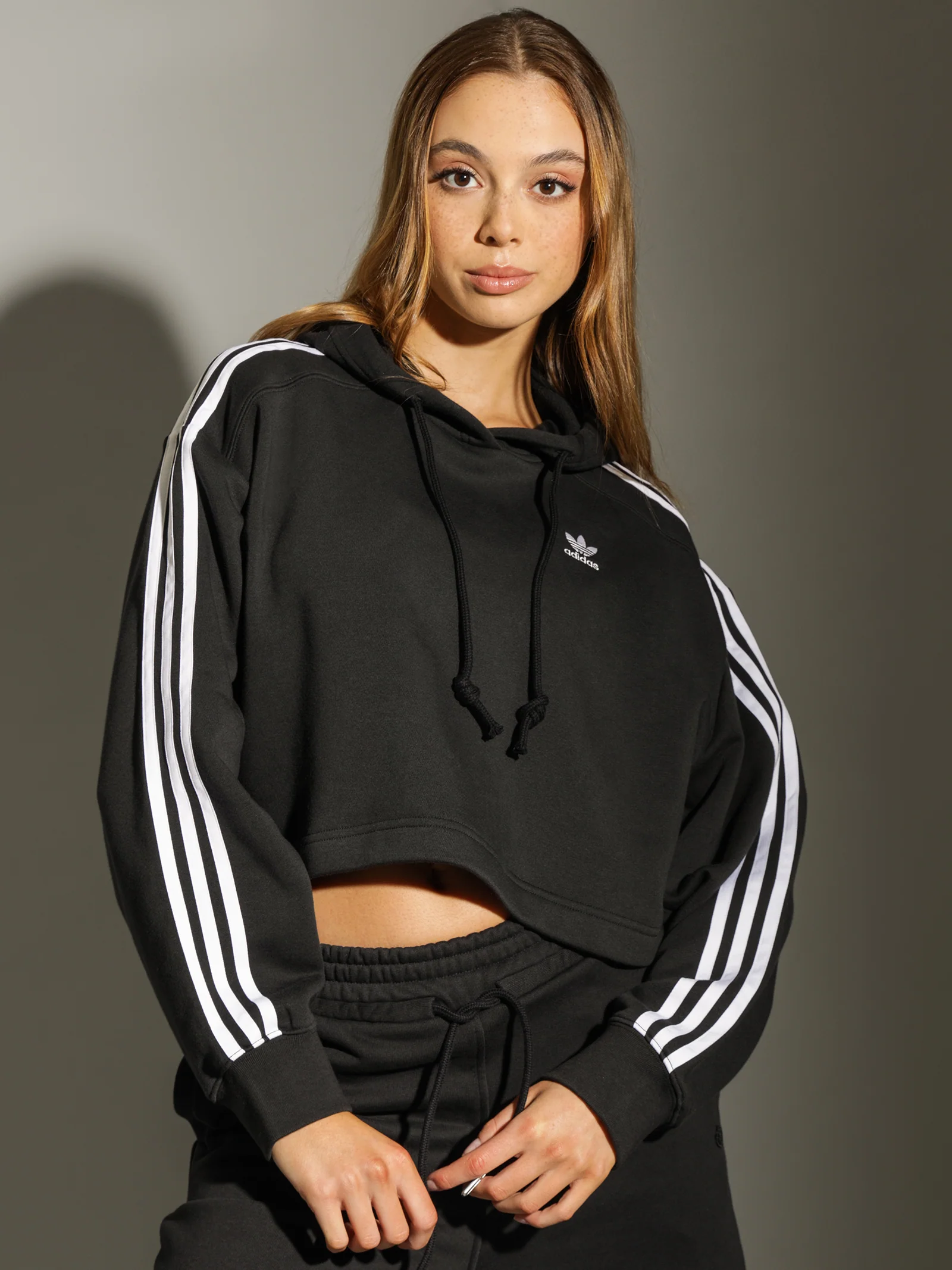 Essentials Crop 3-Stripes Hoodie - Image 2