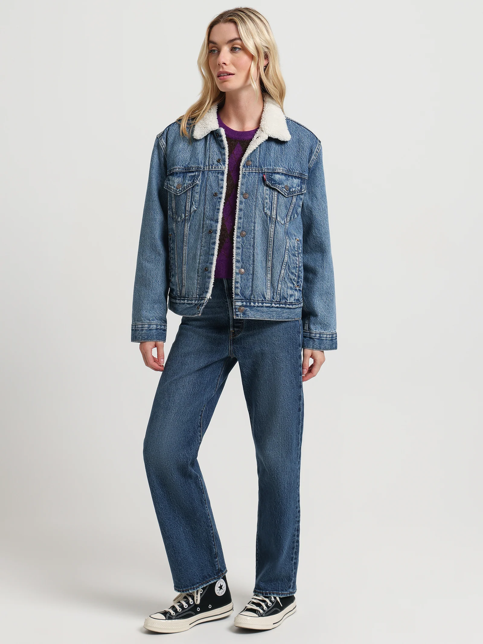 Ex Boyfriend Sherpa Trucker Jacket - Image 4