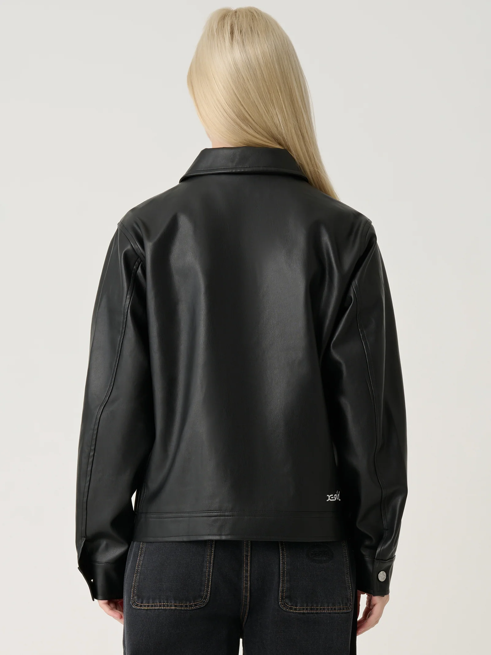 Faux Leather Zip Up Jacket - Image 2