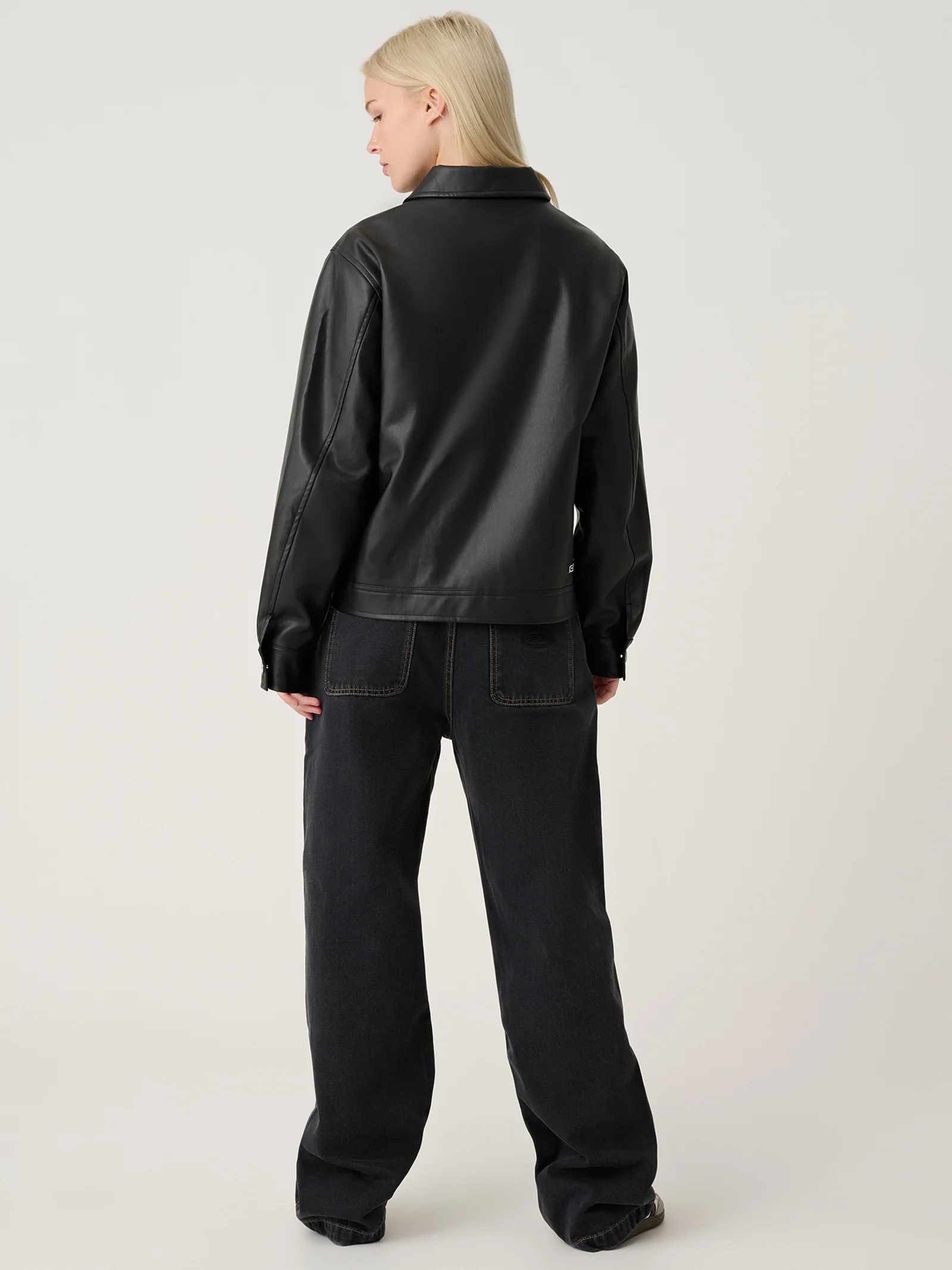 Faux Leather Zip Up Jacket - Image 4