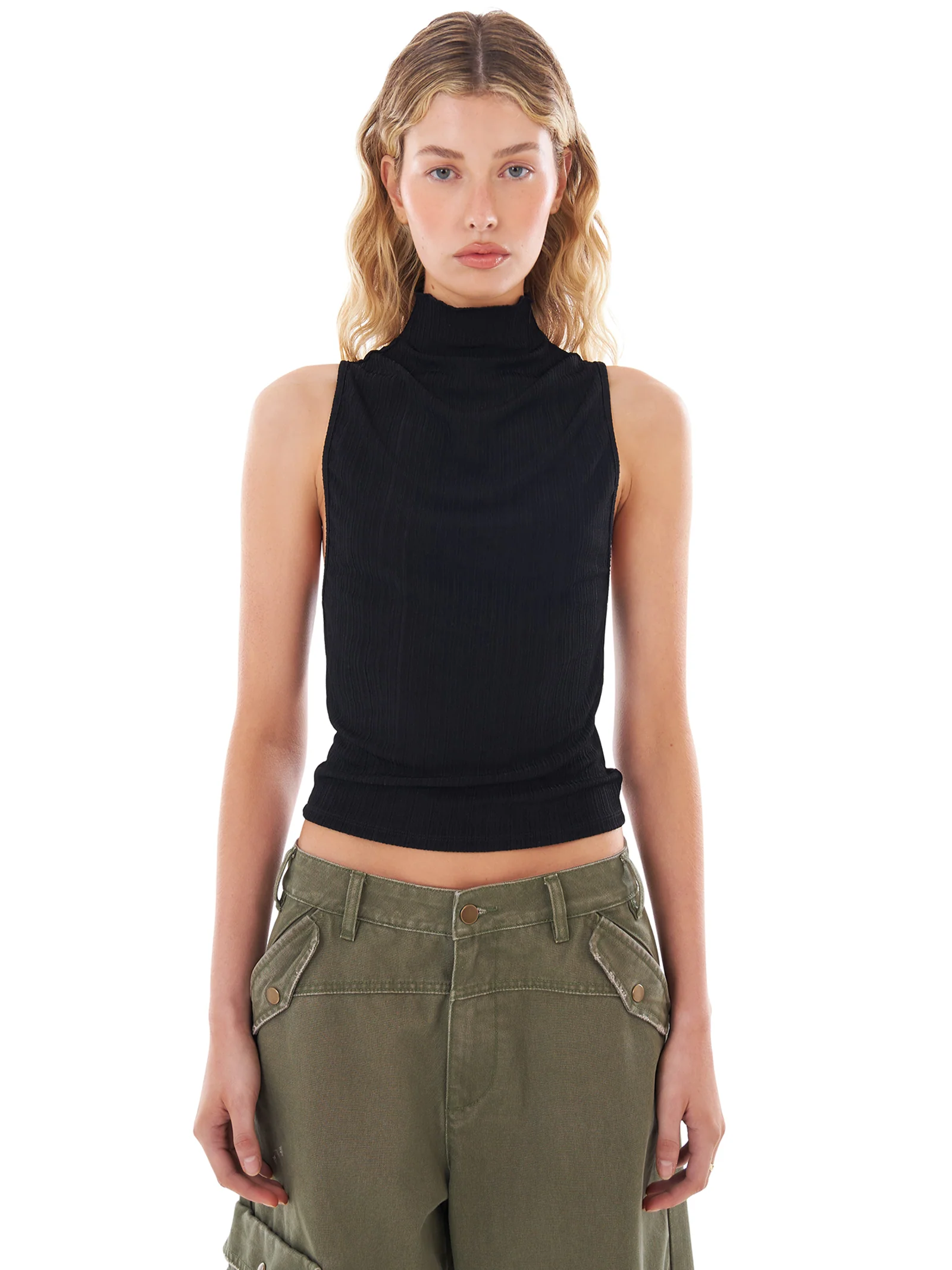 High Neck Ribbed Tank