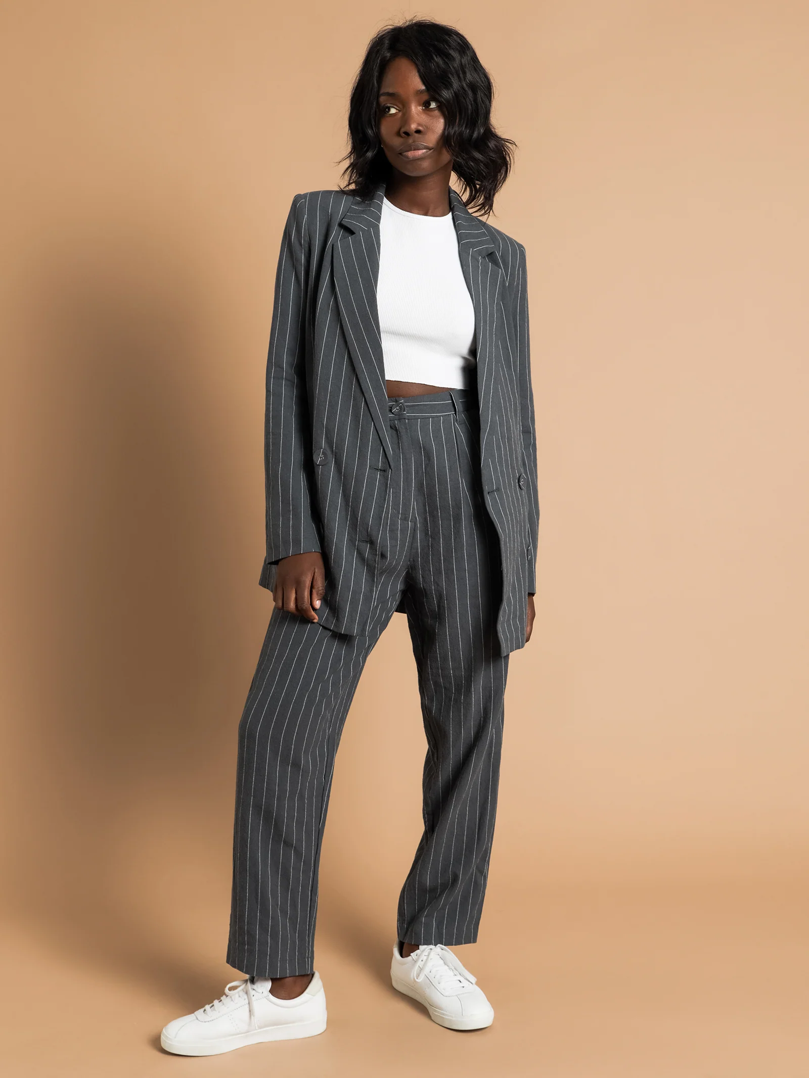 Finley Pinstripe Linen Blazer - Image 5