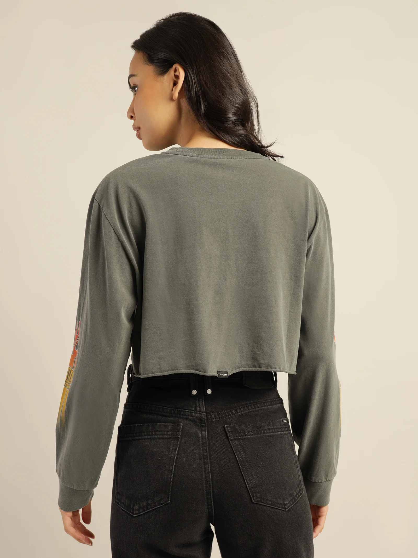 Flaming Dart Long Sleeve Merch Super Crop T-Shirt - Image 6