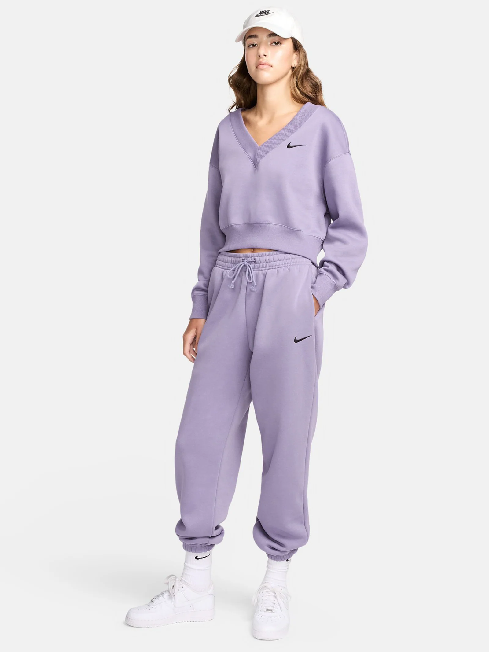 Fleece Cropped V-Neck Top - Image 2