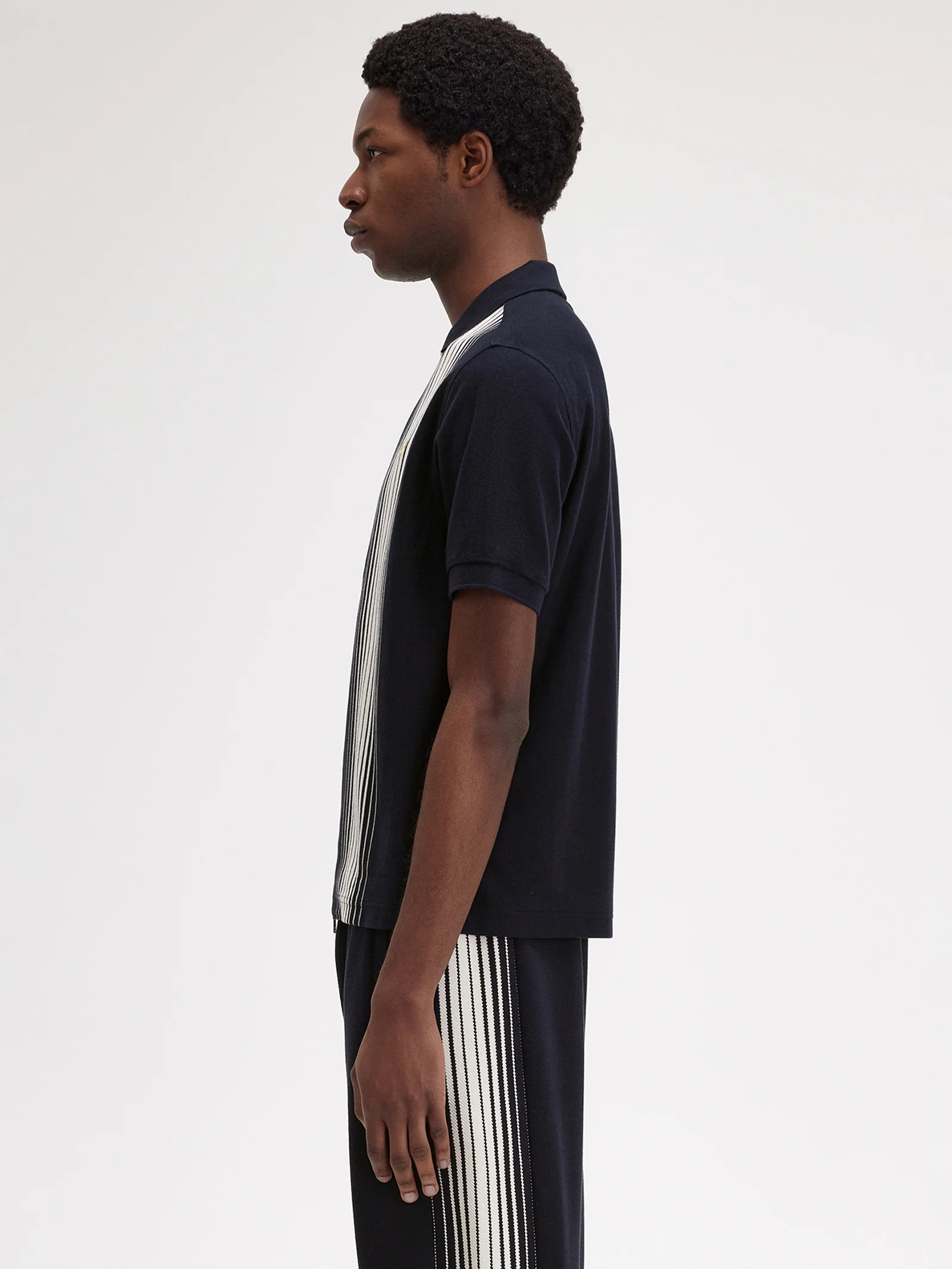 Ombre Stripe Zip Polo Shirt - Image 2