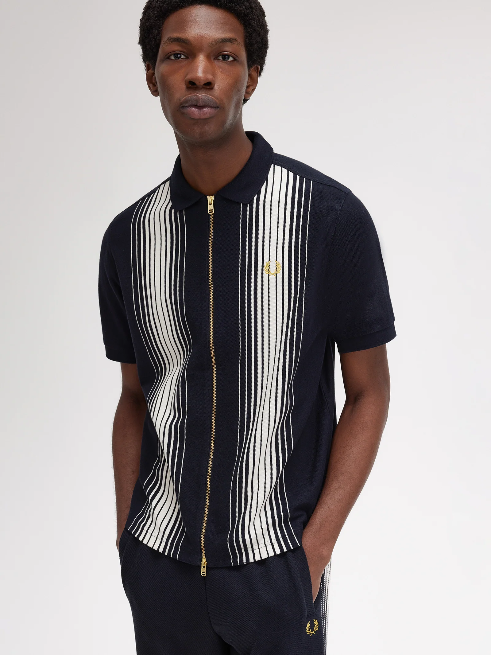 Ombre Stripe Zip Polo Shirt - Image 3
