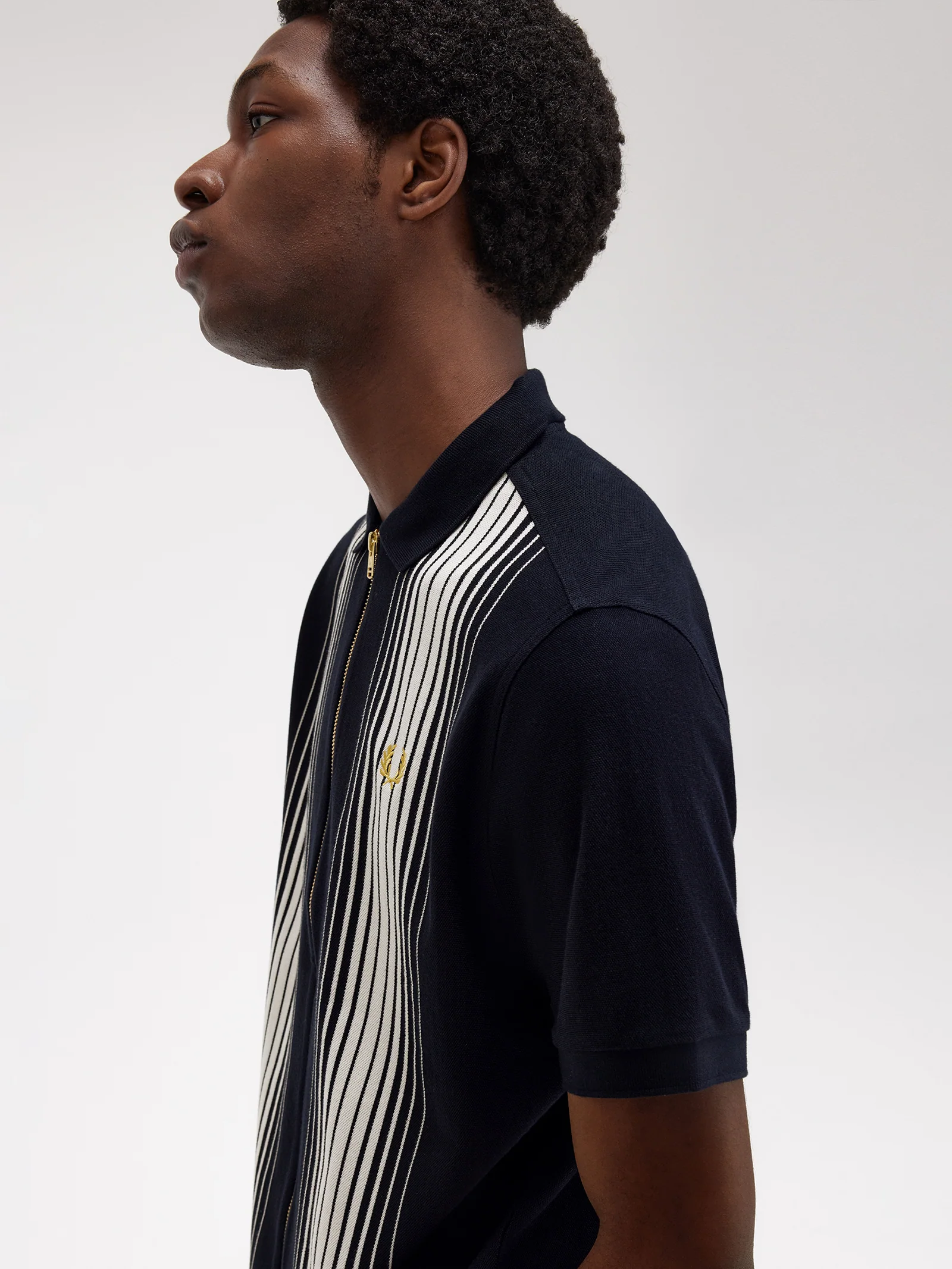 Ombre Stripe Zip Polo Shirt - Image 5