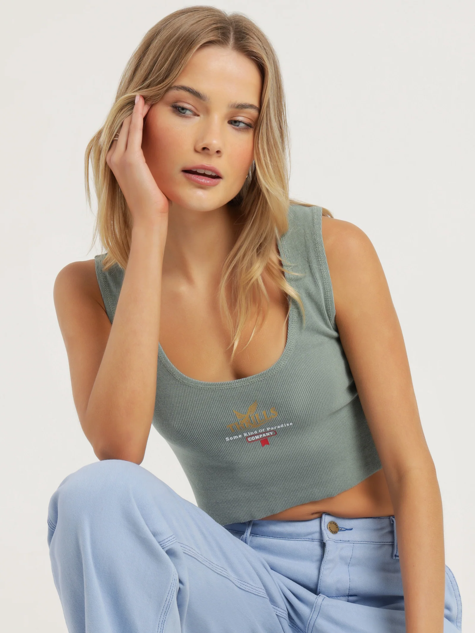 Golden Paradise Crop Rib Singlet - Image 2