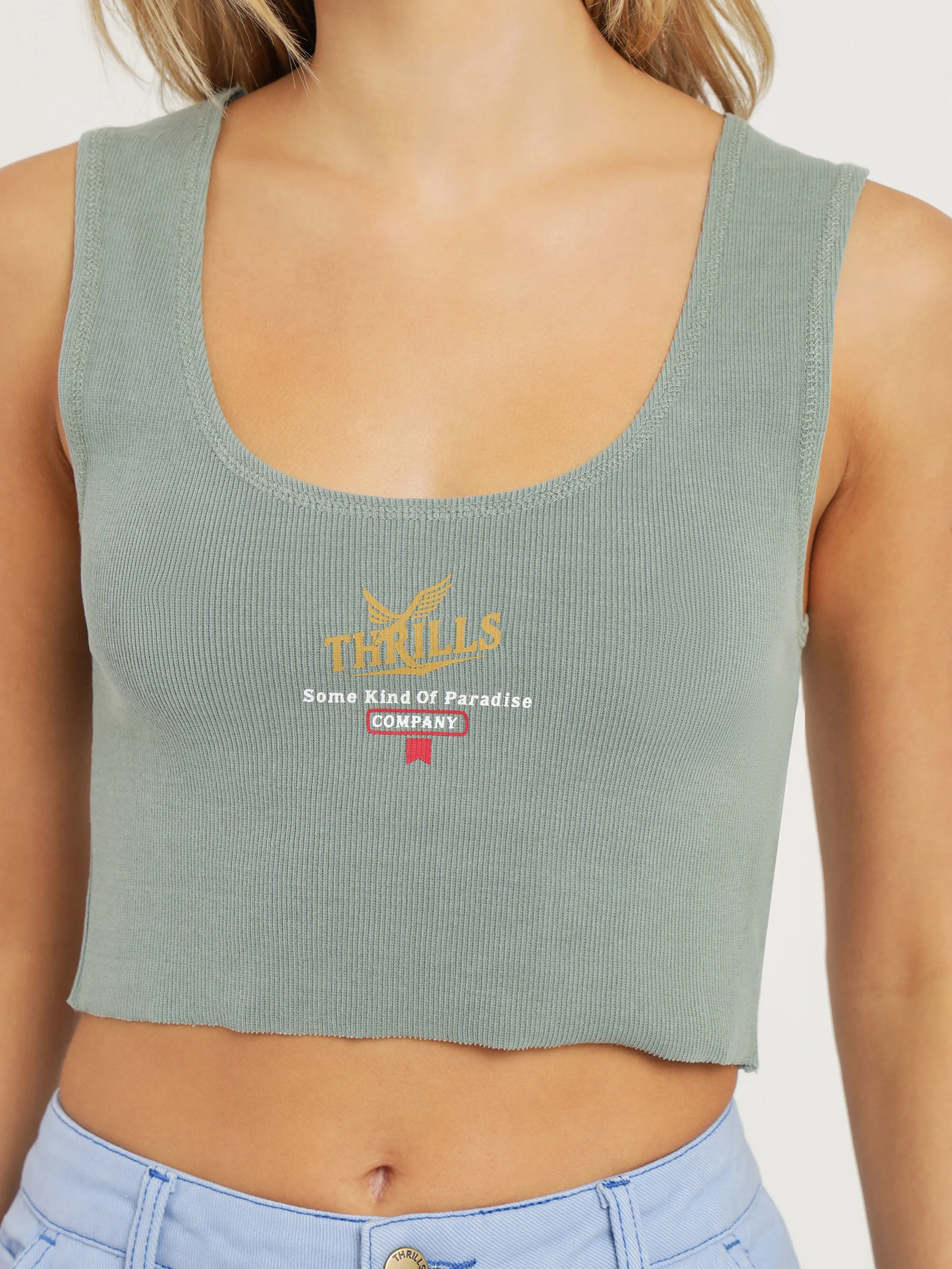 Golden Paradise Crop Rib Singlet - Image 5