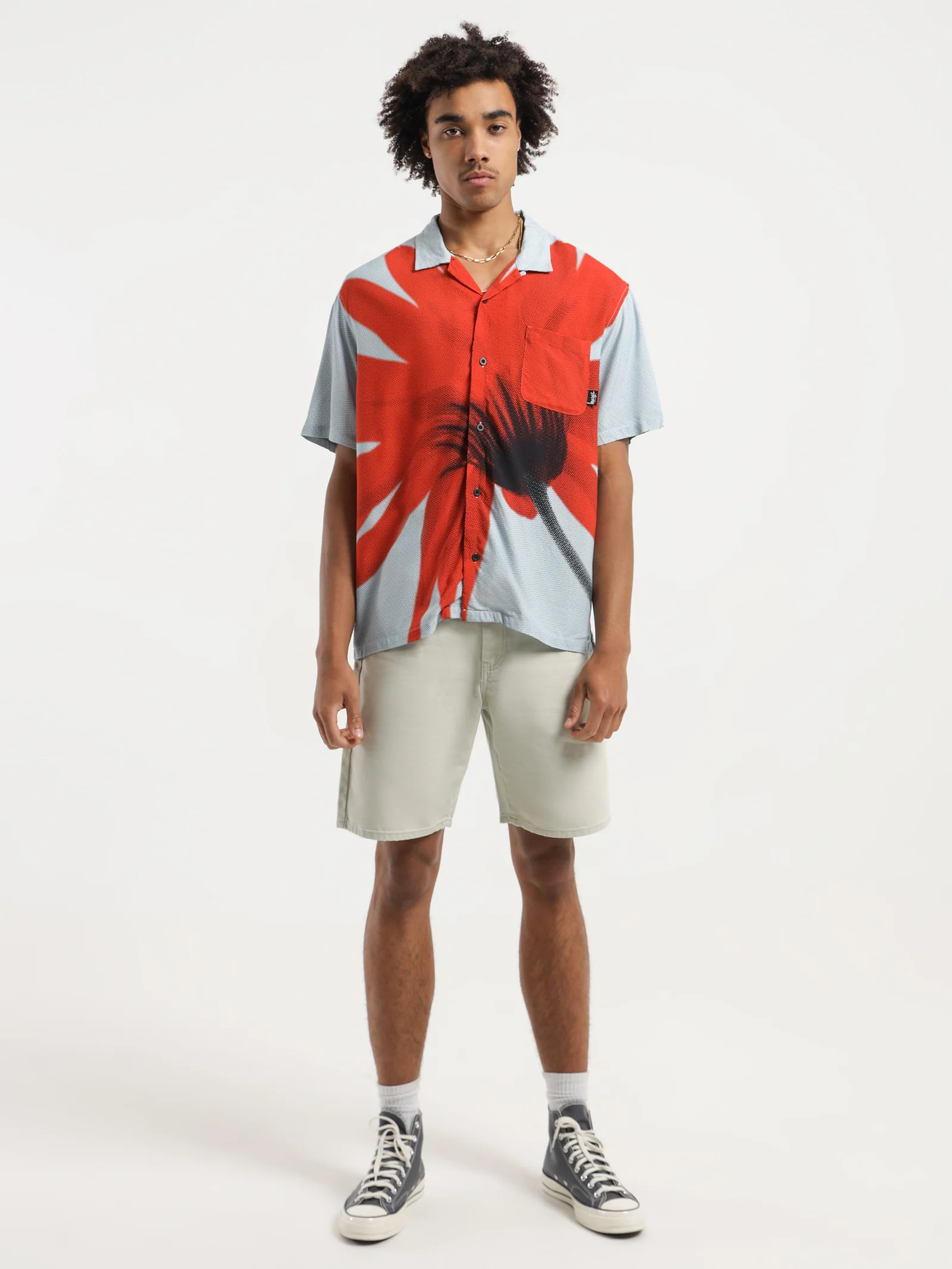 Halftone Flower SS Rayon Shirt - Image 3