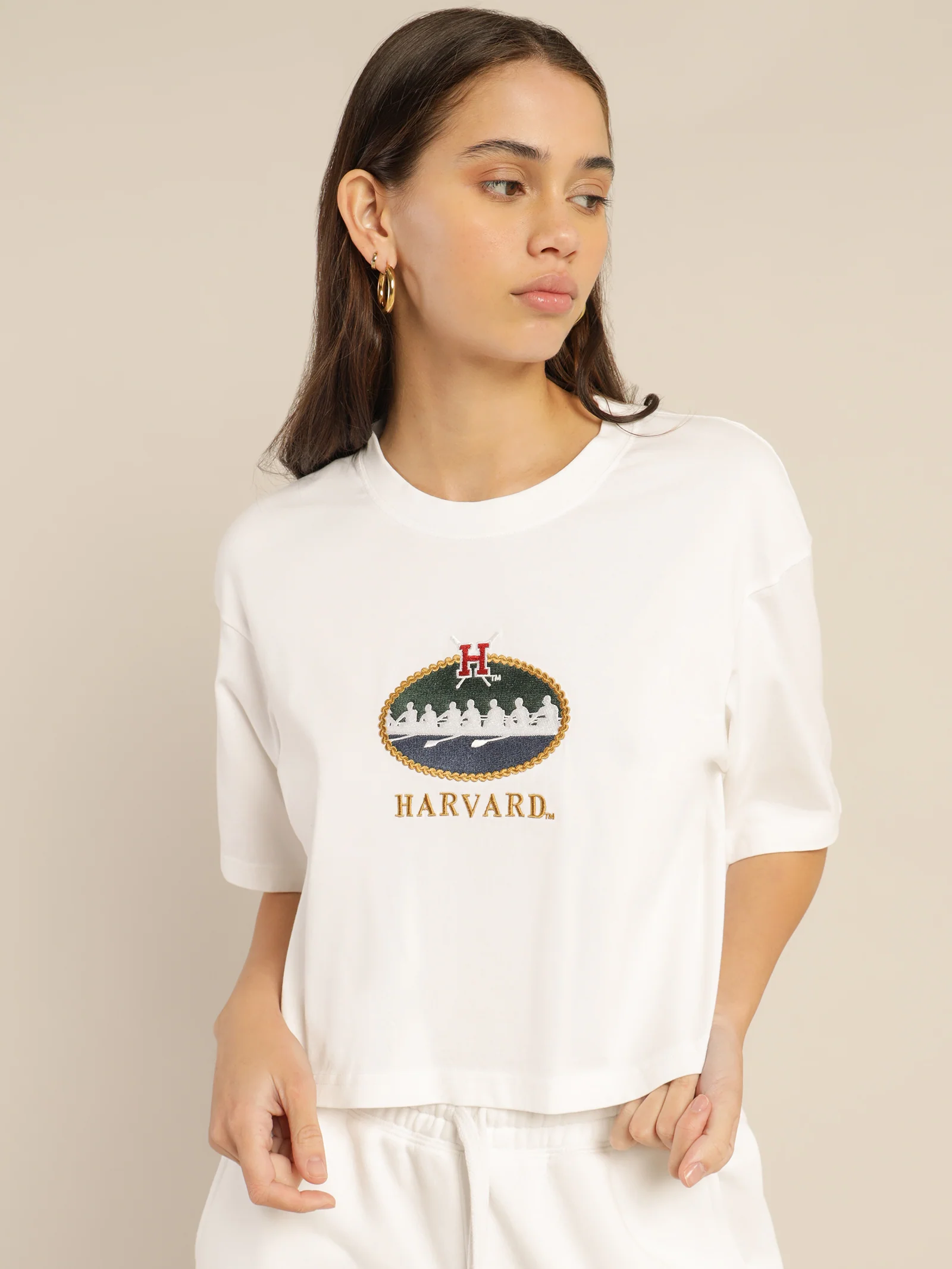 Harvard Rowing Crest Crop T-Shirt - Image 2