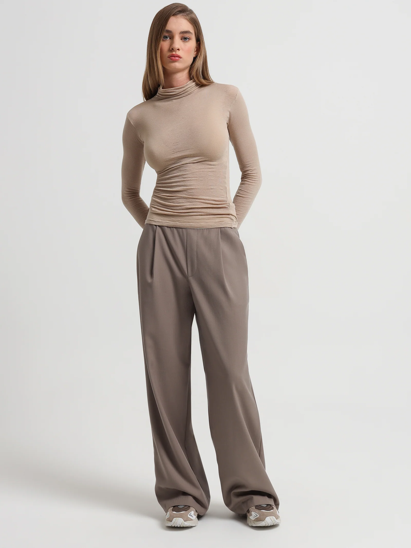 Hayven Sheer Knit Turtle Neck Top - Image 2